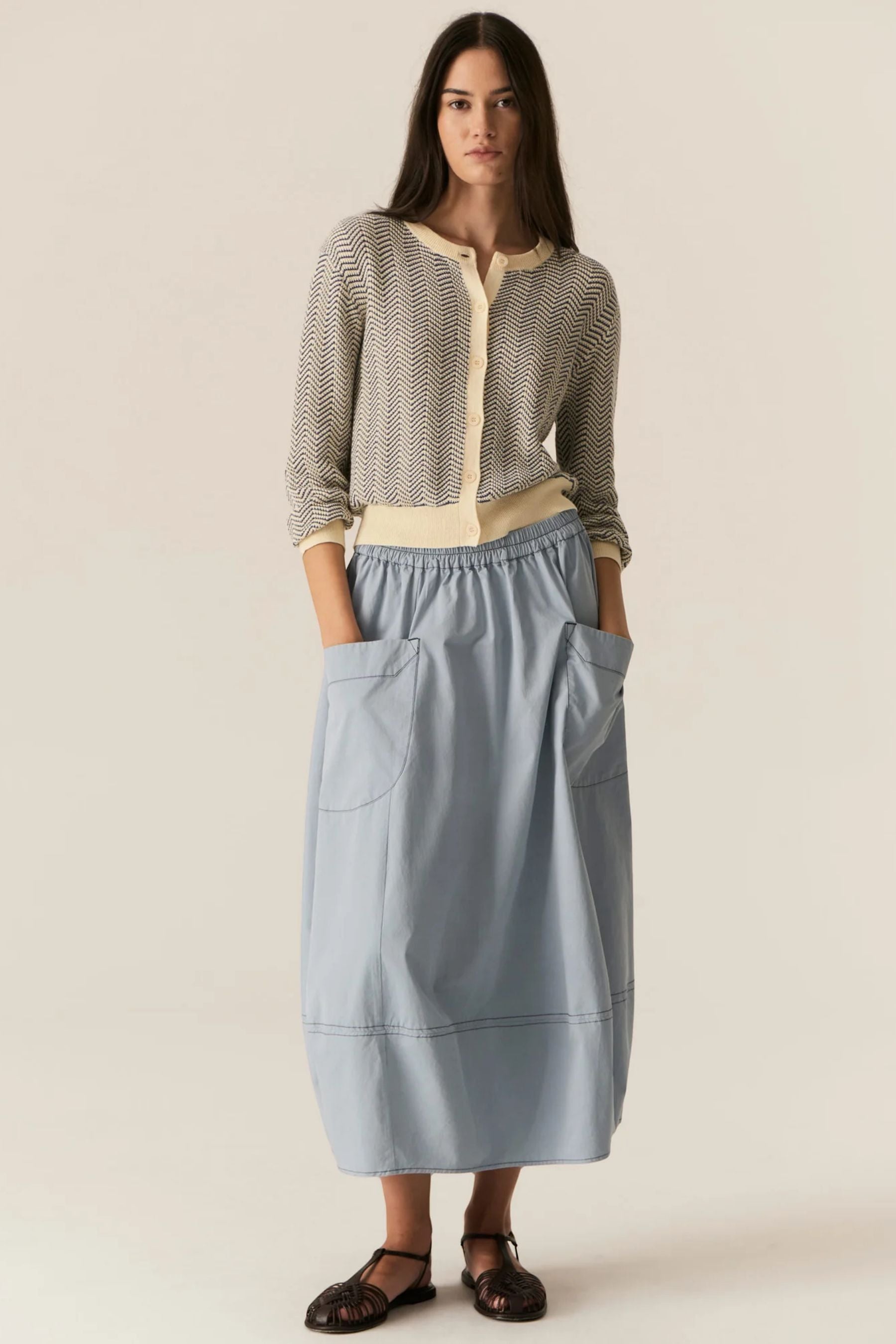 Jules Cardigan | Blue/Ivory