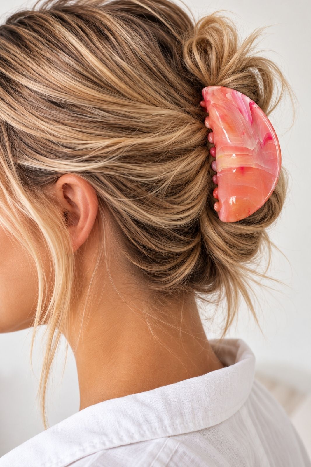 Curved Claw Clip | Peach Swirl