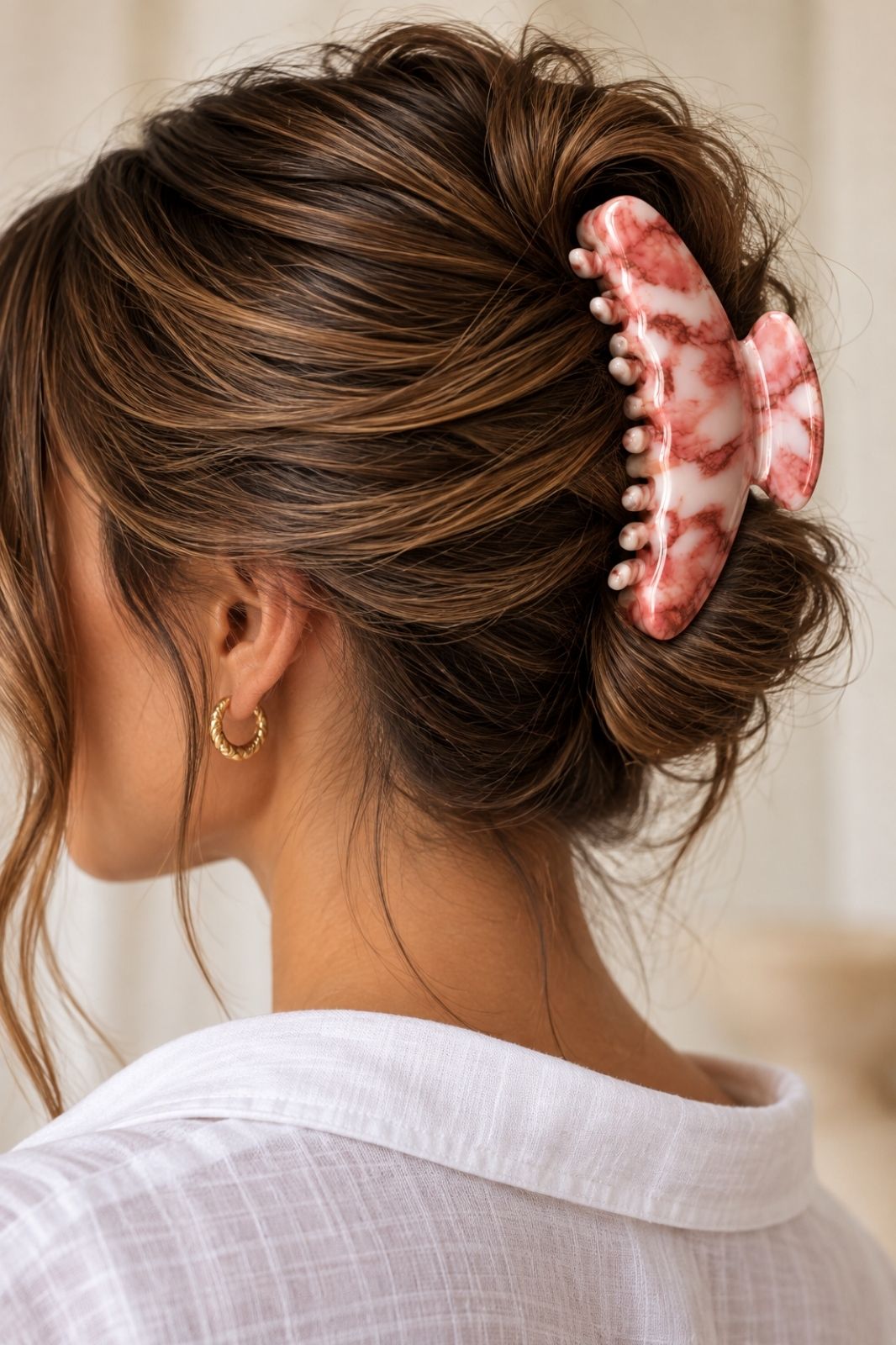 Large Claw Clip | Pink Marble