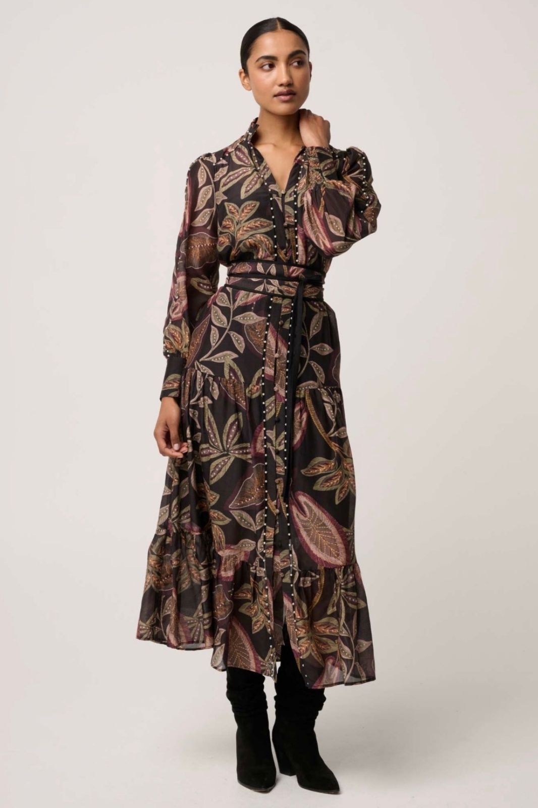 Wanderlust Pearl Embellished Maxi Dress | Dark Tropique