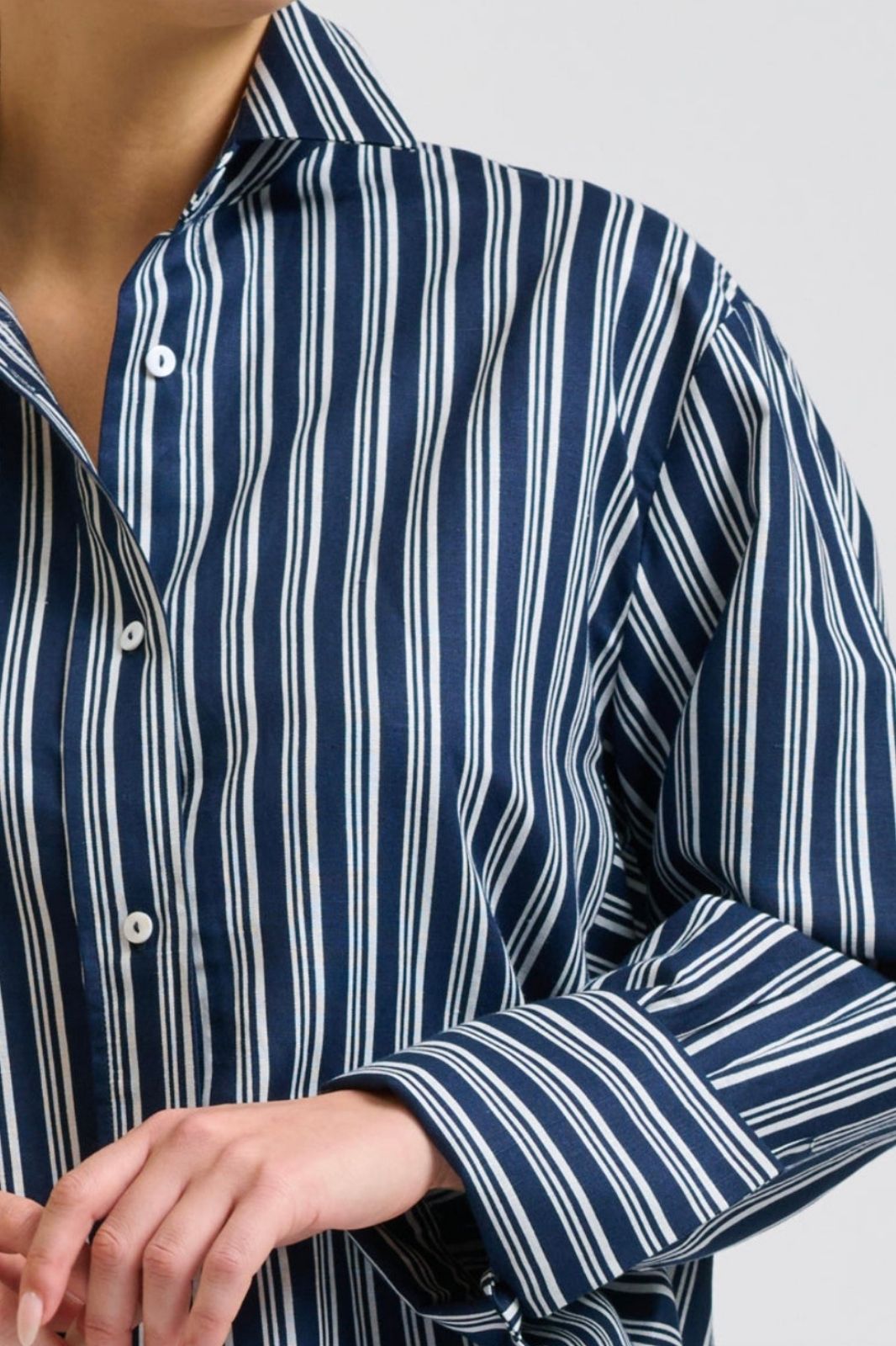 The Andrea Shirt | Bold Navy Stripe