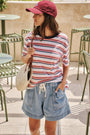Stevie Slouchy Tee | Washed Coral/New Navy Stripe