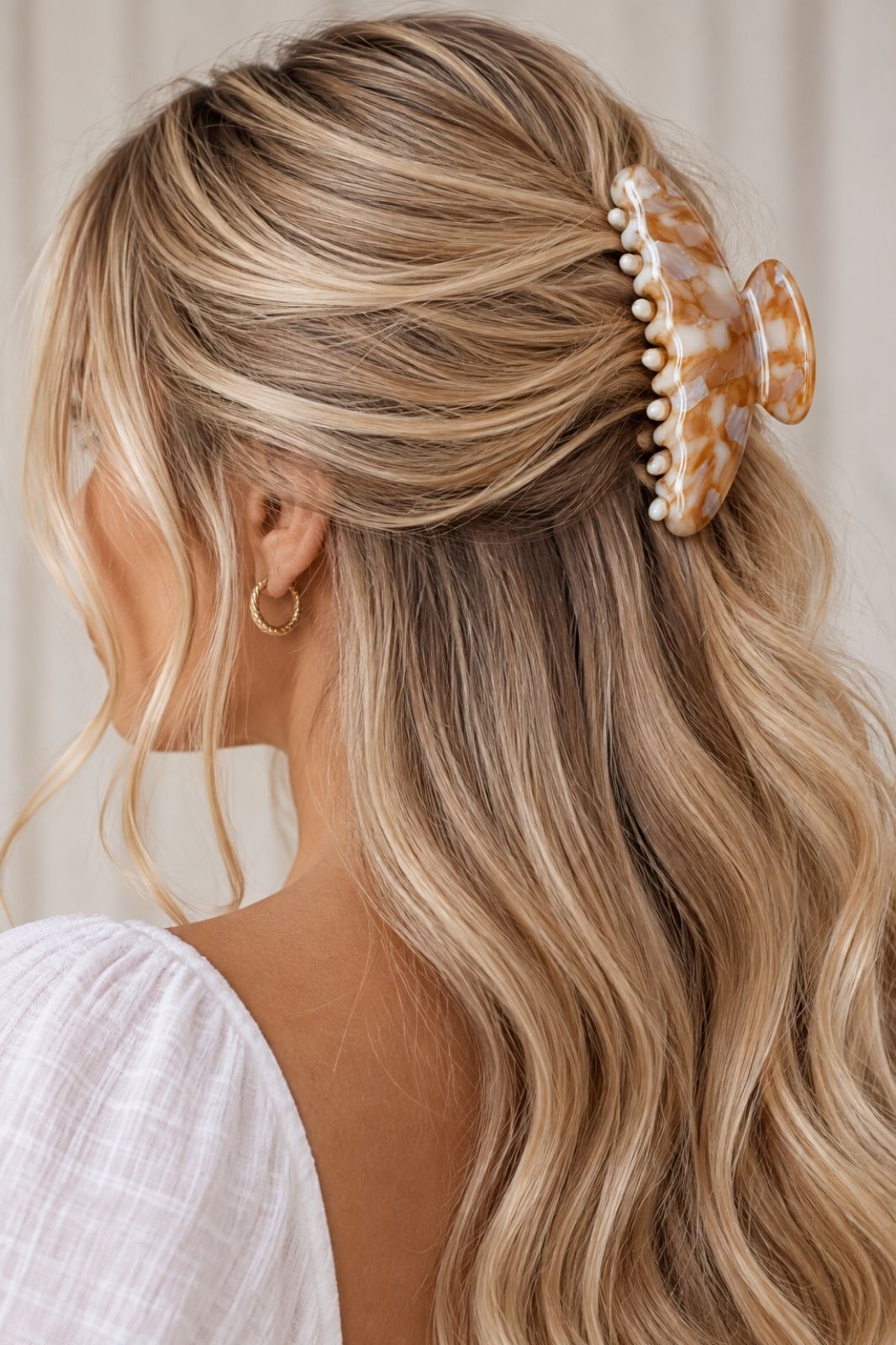 Large Claw Clip | Taupe Marble