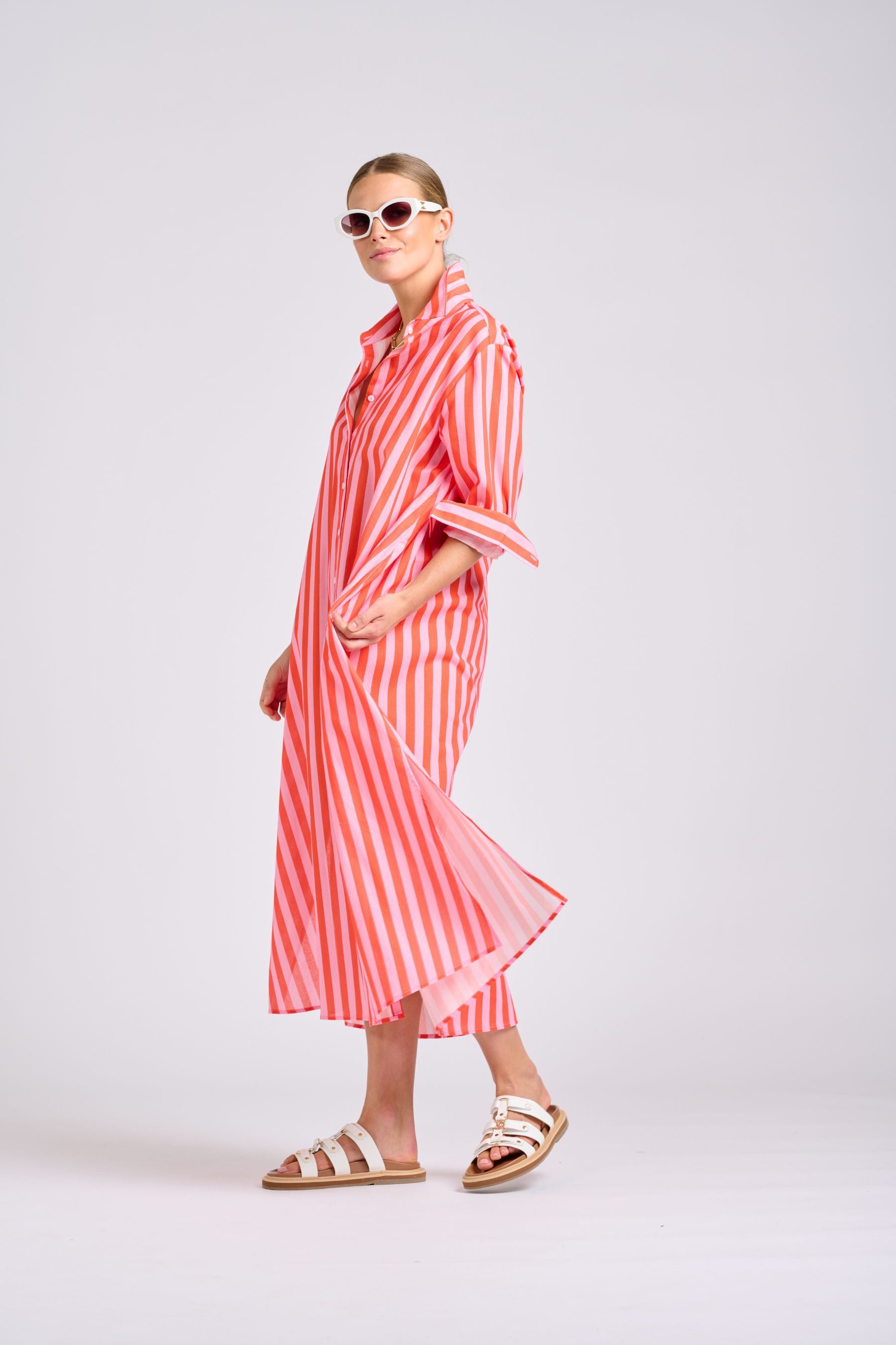 The Luna Dress | Pink Papaya Stripe