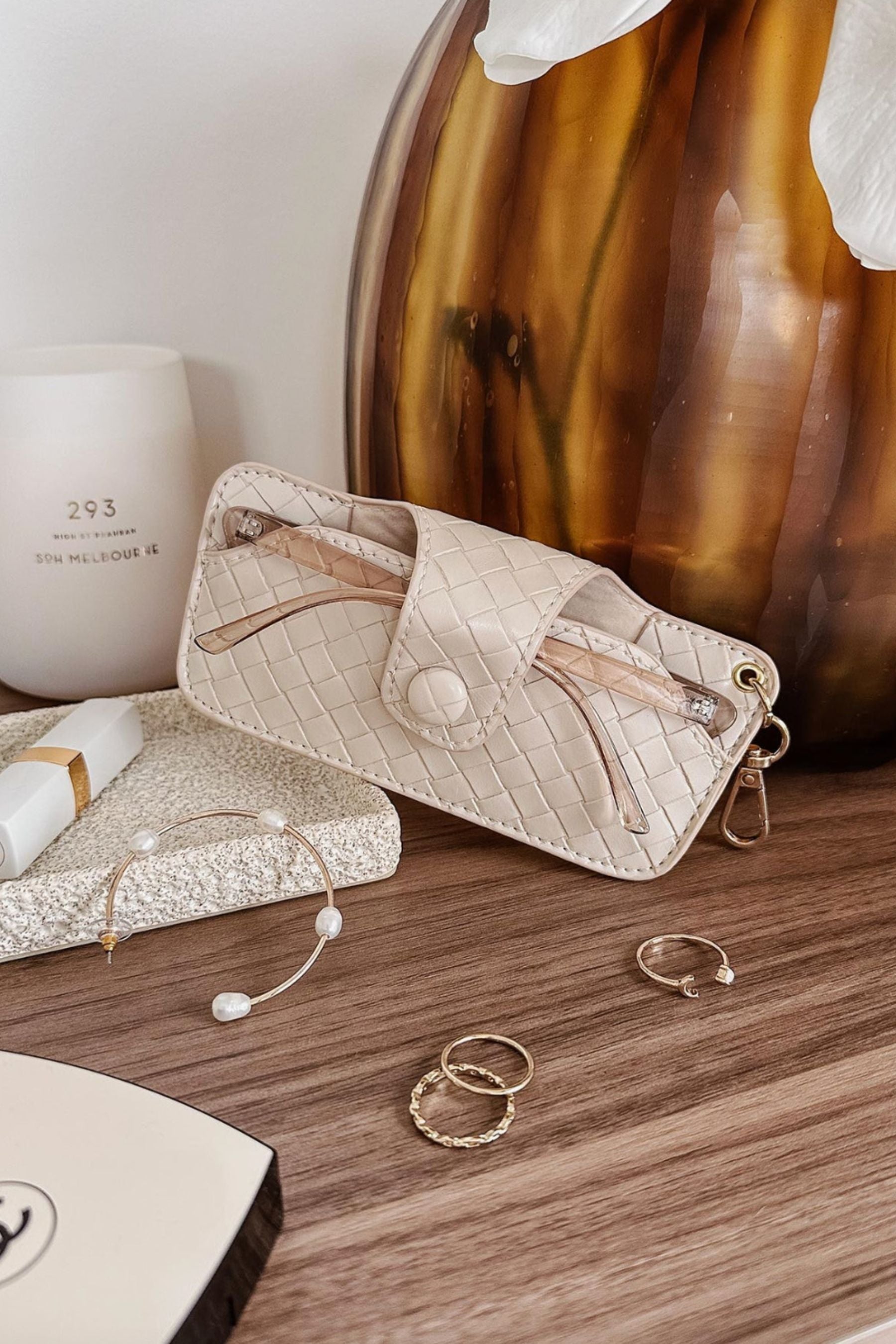 Sunglass Case | Woven Vanilla