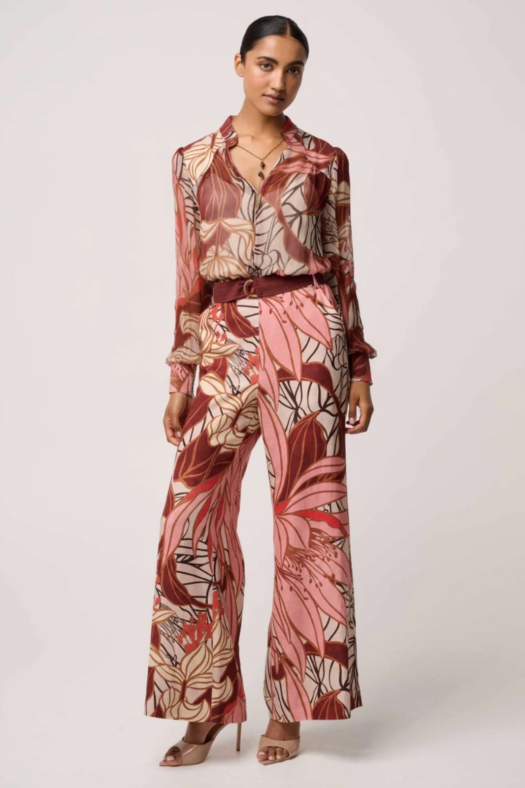 Freya Sheer Viscose Blouse with Embellished Neck Detail | Cathedral Botanic