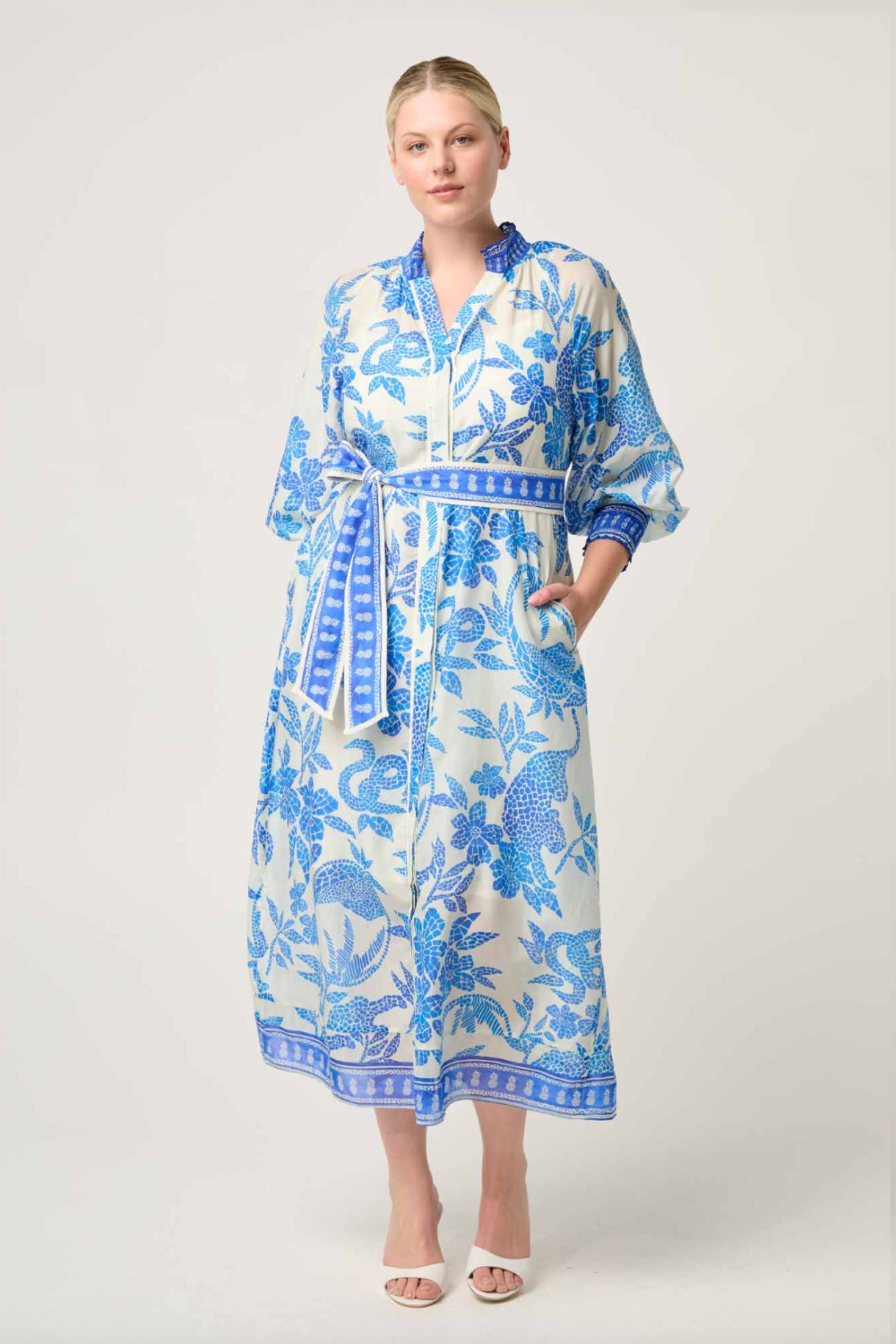 Carmen Silk Maxi Dress | Azure Mosaic