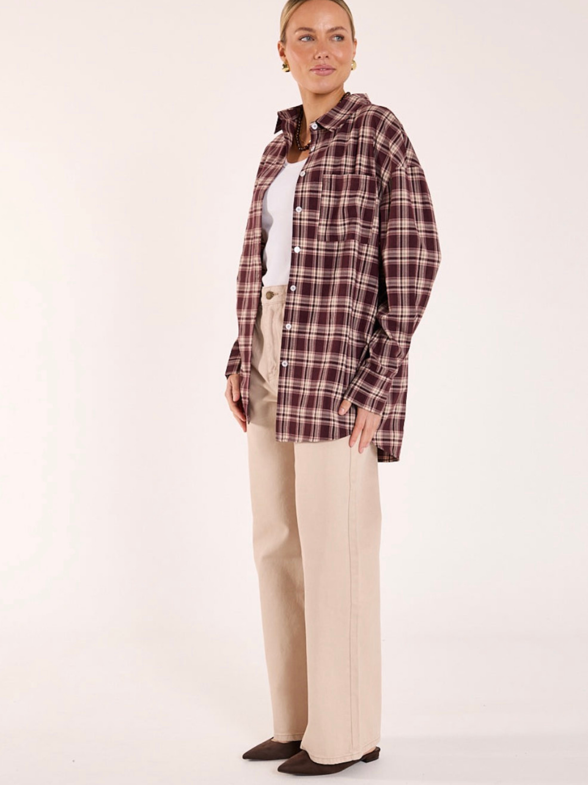 Luca Shirt | Plum Beige Check