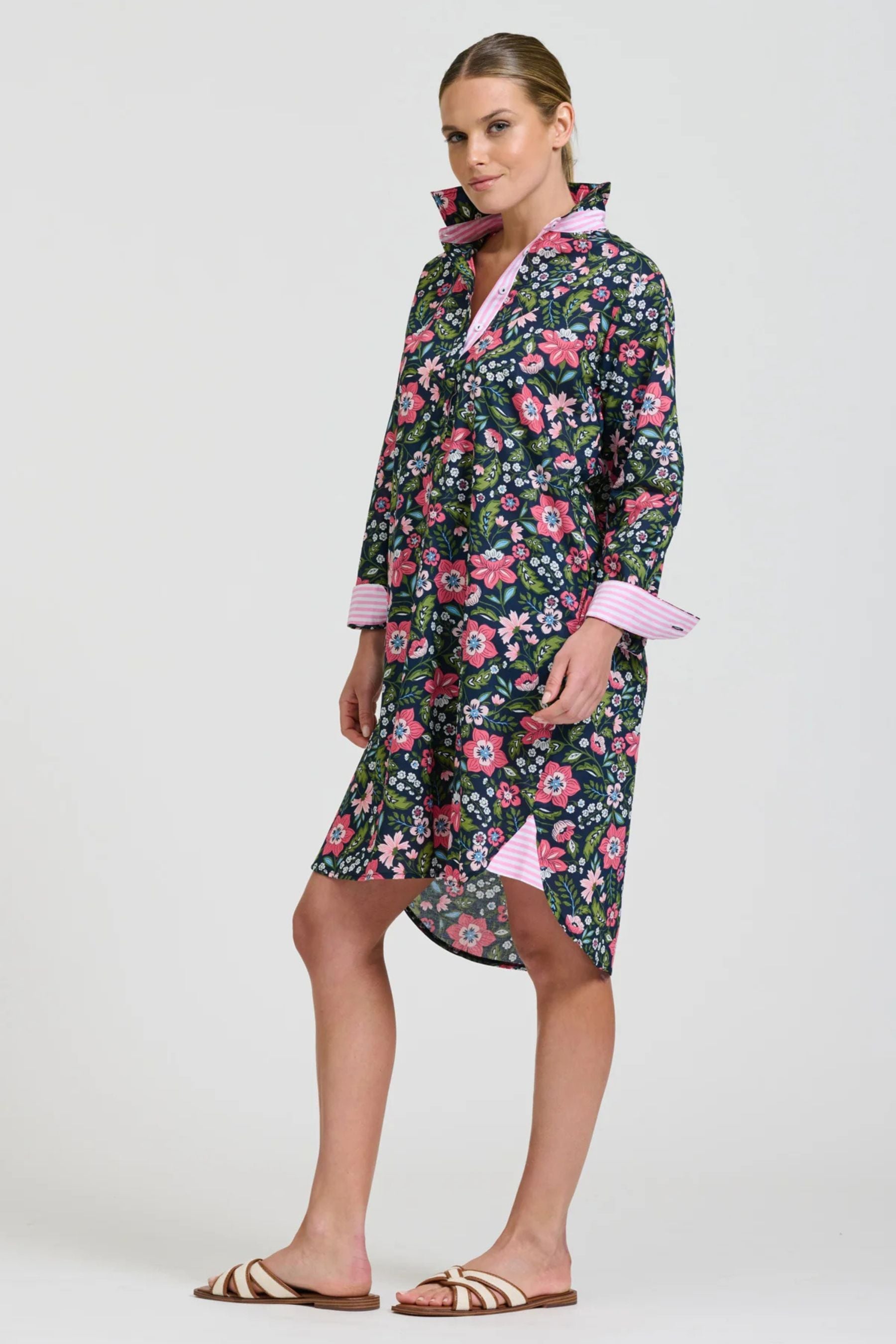 Popover Shirt Dress | Passion Flower French Navy