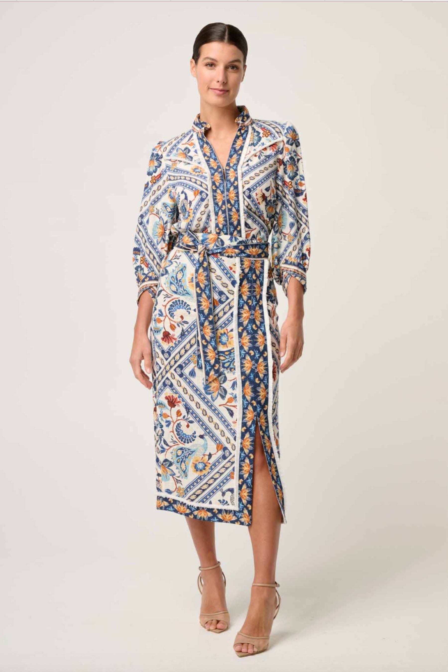 Zenobia Printed Fringe Midi Skirt | Petinos Floros