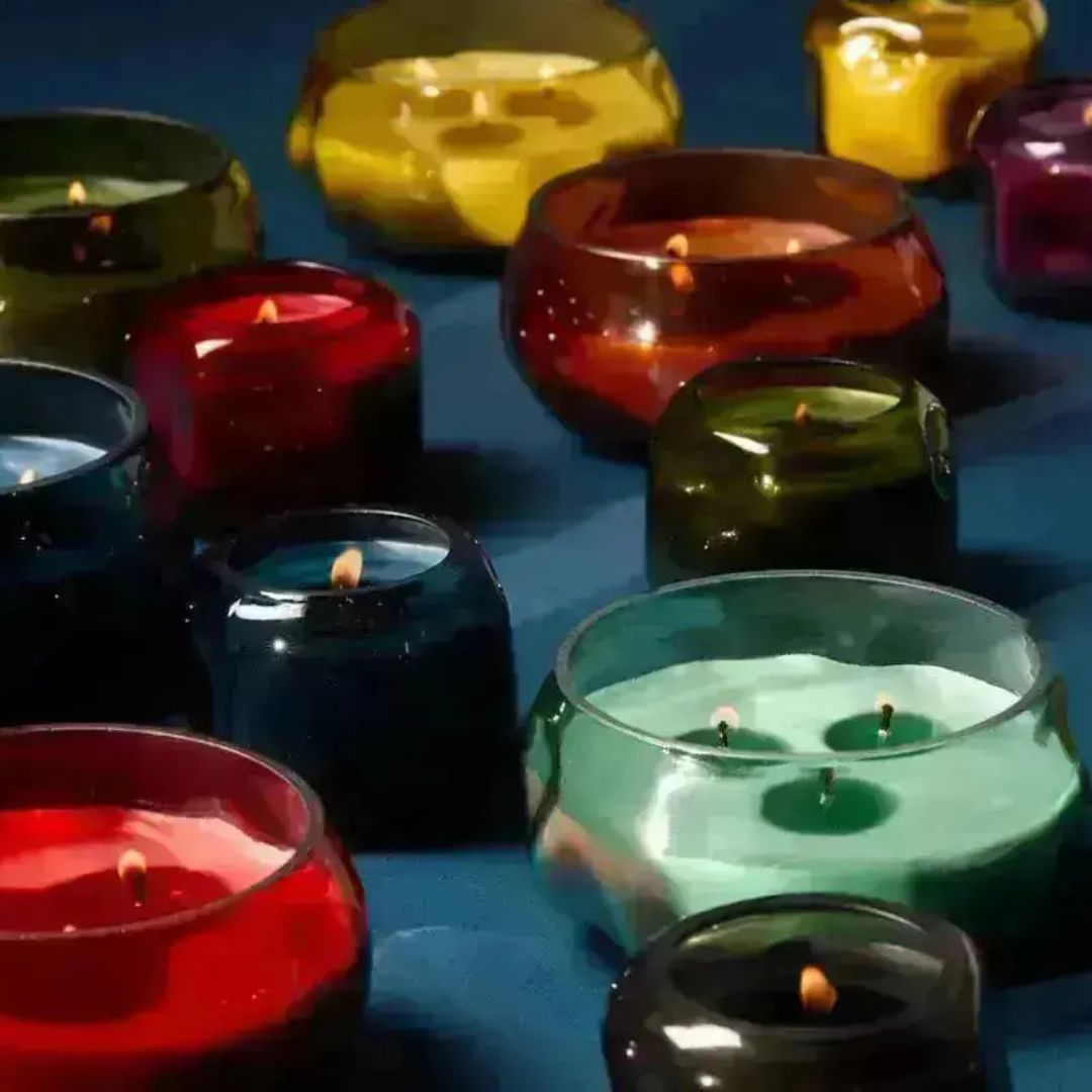 Basalt Navy Glass 5oz. Candle | Rosewater Santal