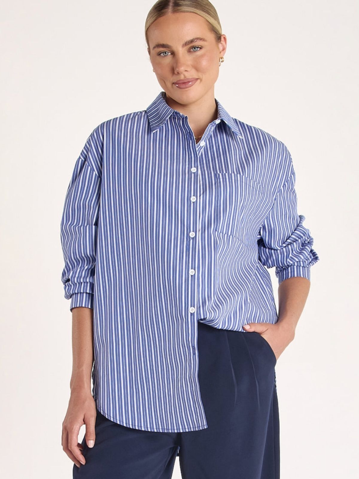 Emily Shirt | Navy Stripe