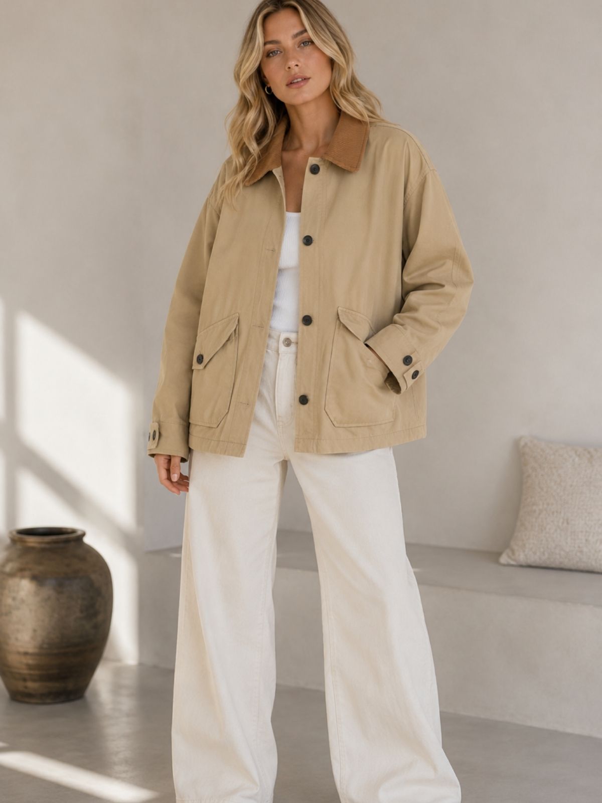 Cord Collar Barn Jacket | Tan