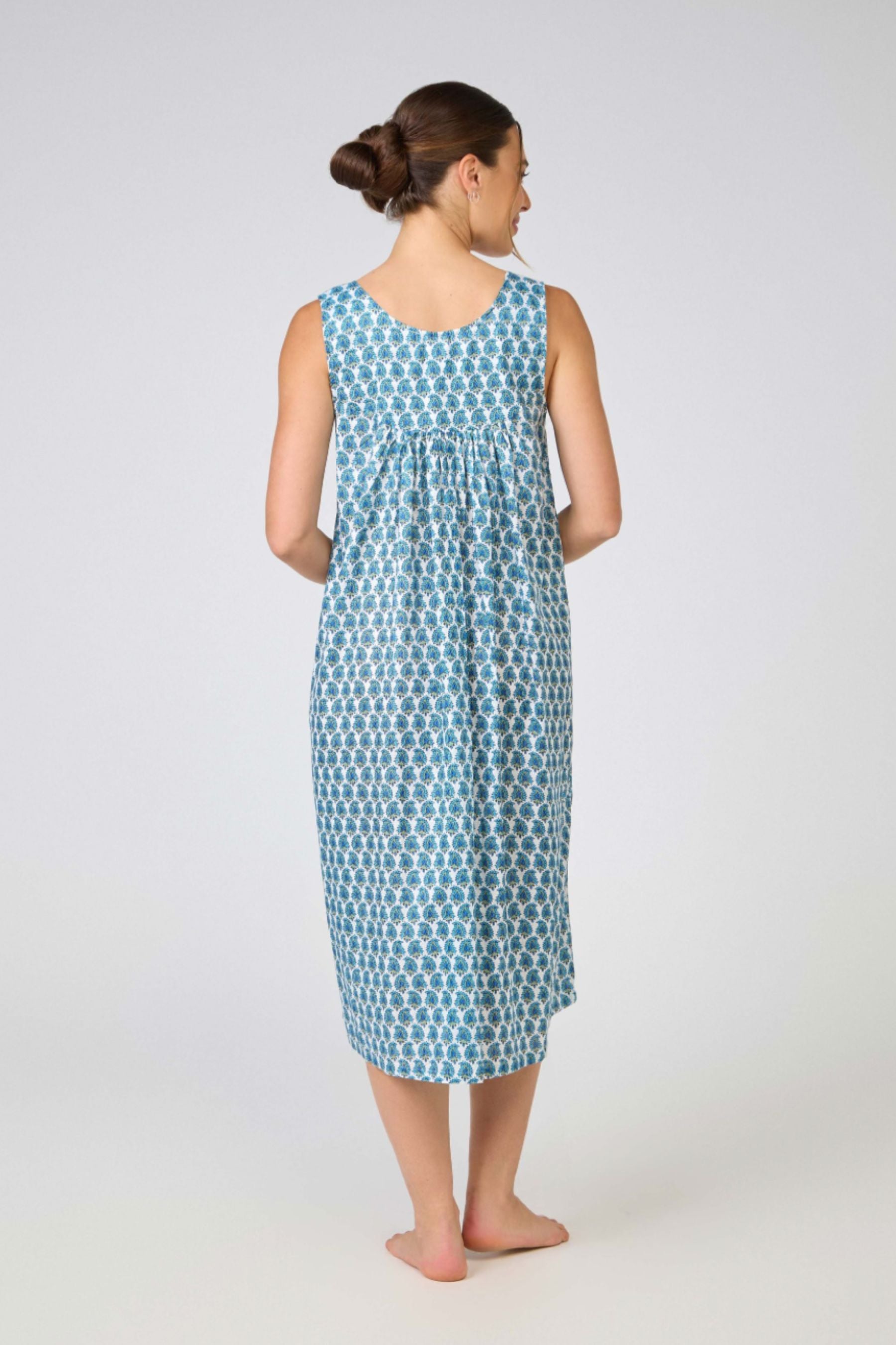 Nightie V Neck Laced | Blue Paisley