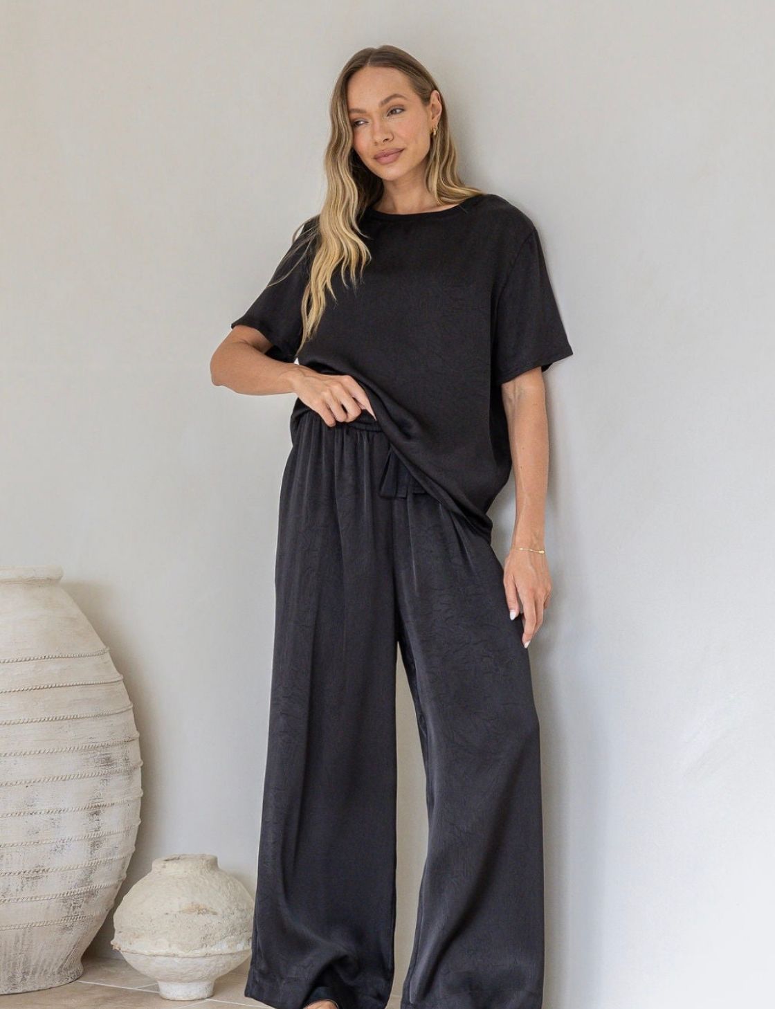 Portofino Wide Leg Pant | Black