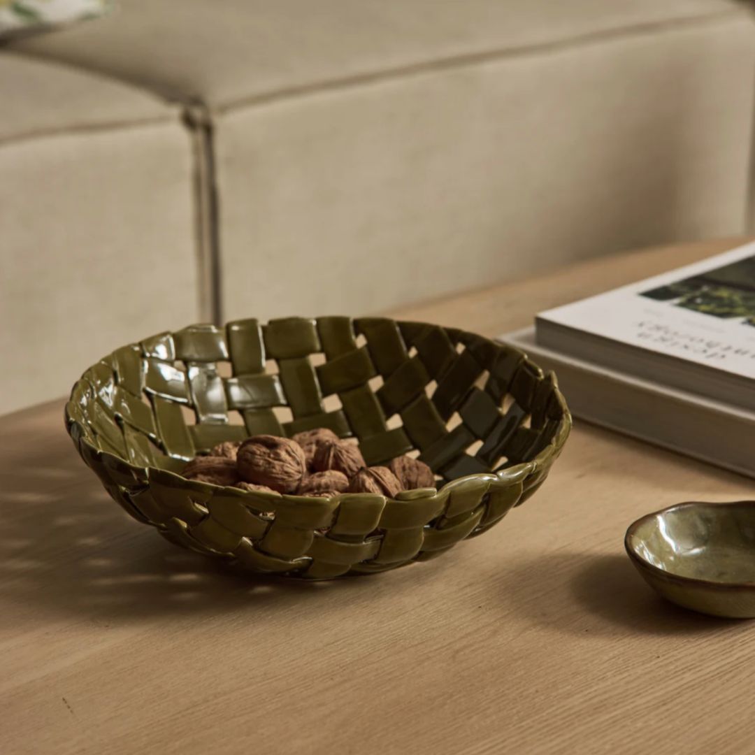 Woven Ceramic Bowl | Green