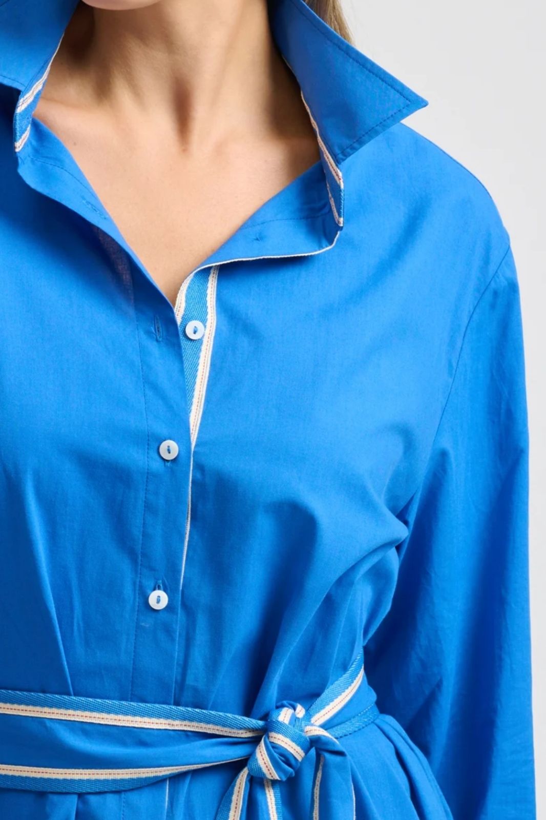 Pia Longline Shirtdress | Bright Blue