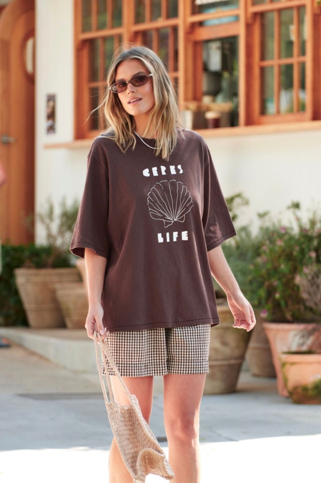 Luna Oversized Tee | Brunette/Milk Shell