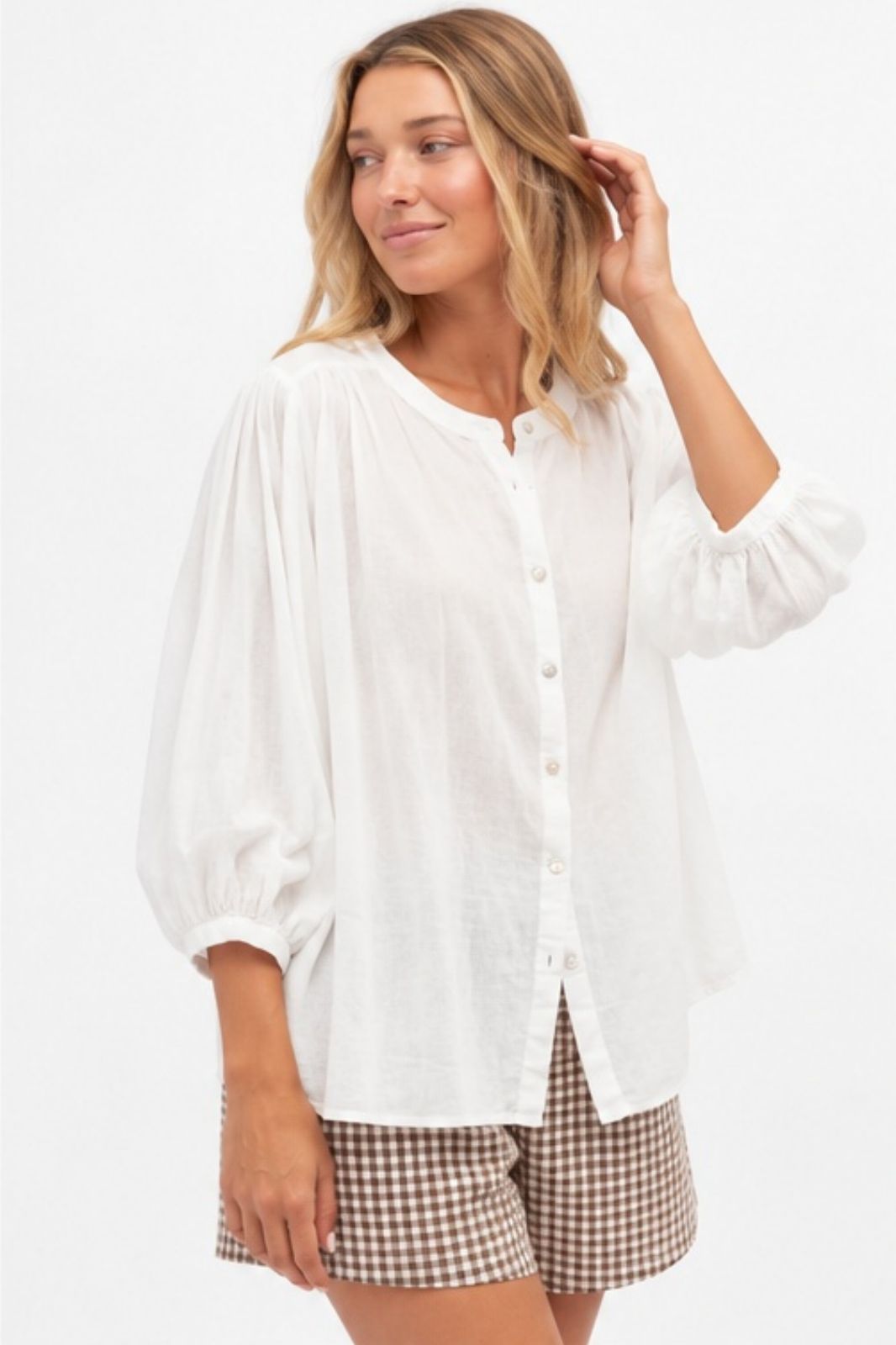 Cotton Batwing Blouse | White