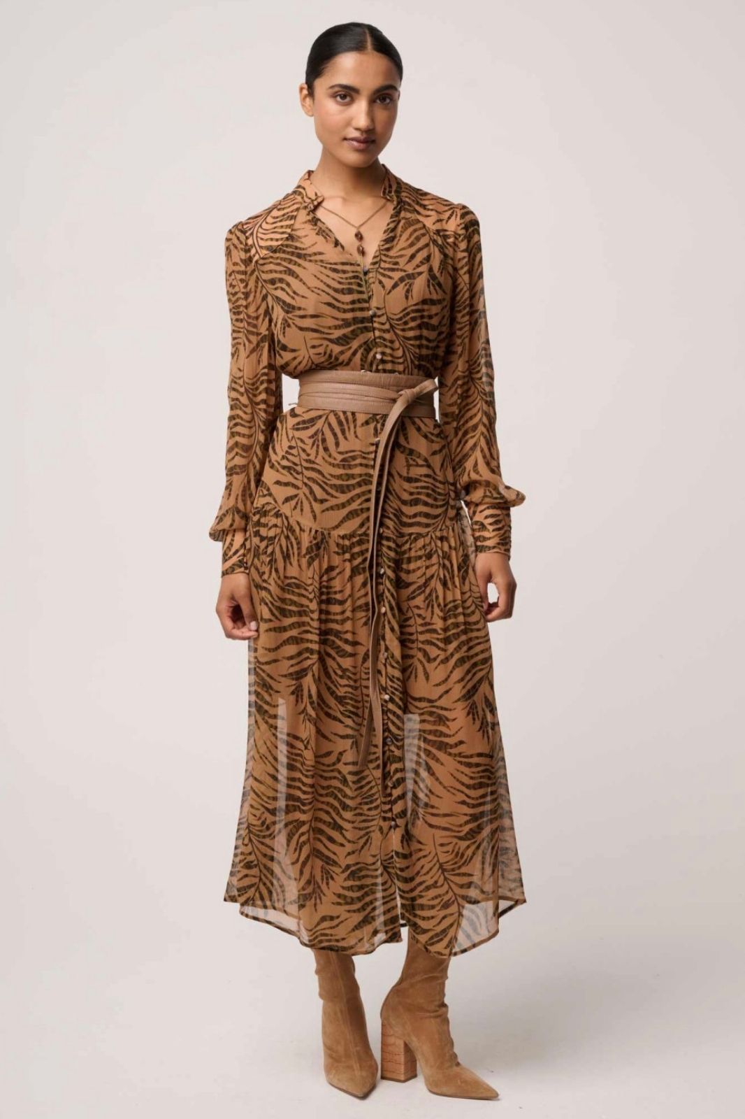 Solene Sheer Viscose Midi Dress | Exotica