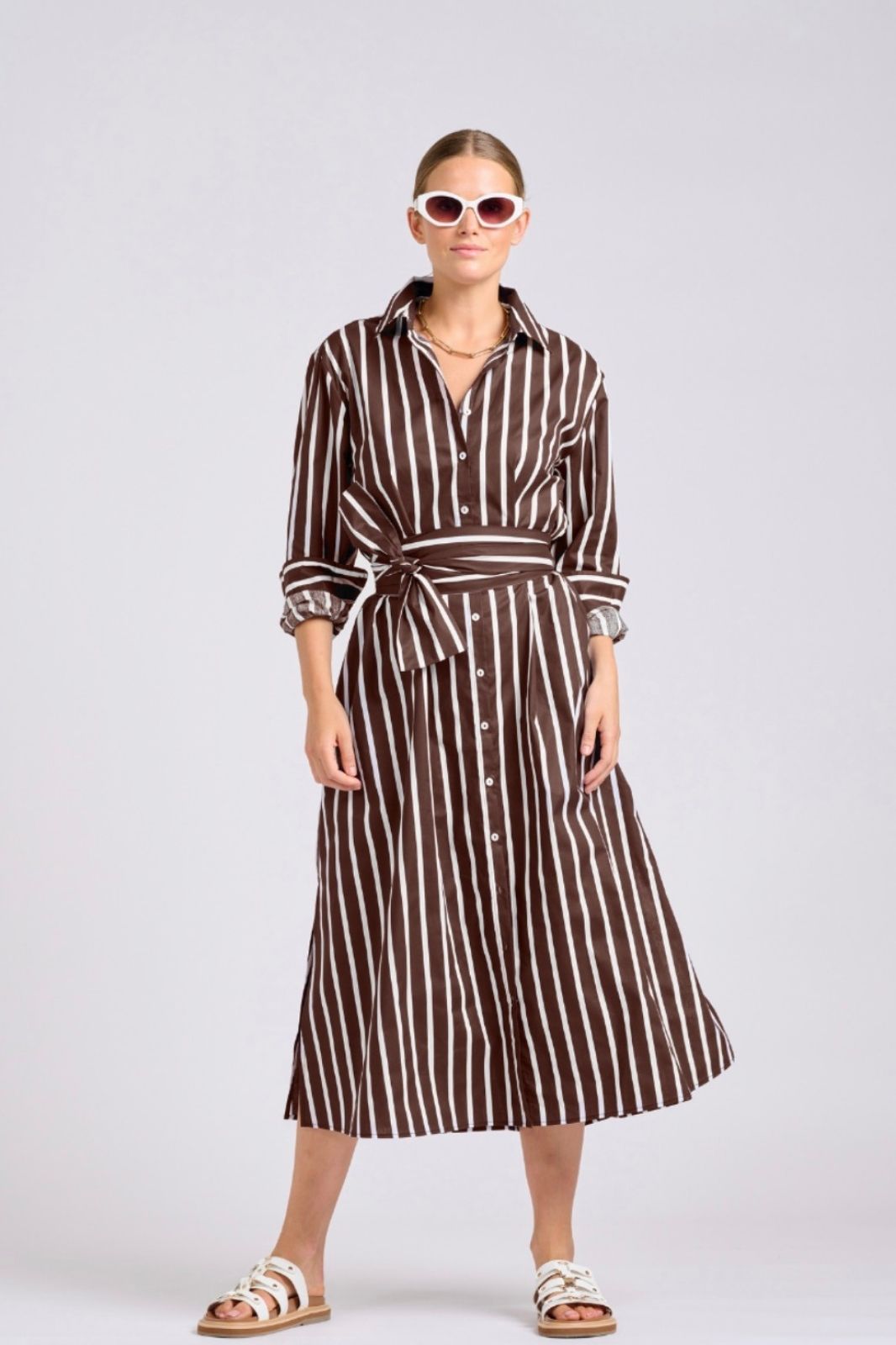 Luna Oversized Dress | Chocolate Thick Stripe