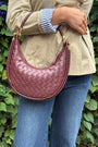 Woven Leather Saddle Bag | Red Wine