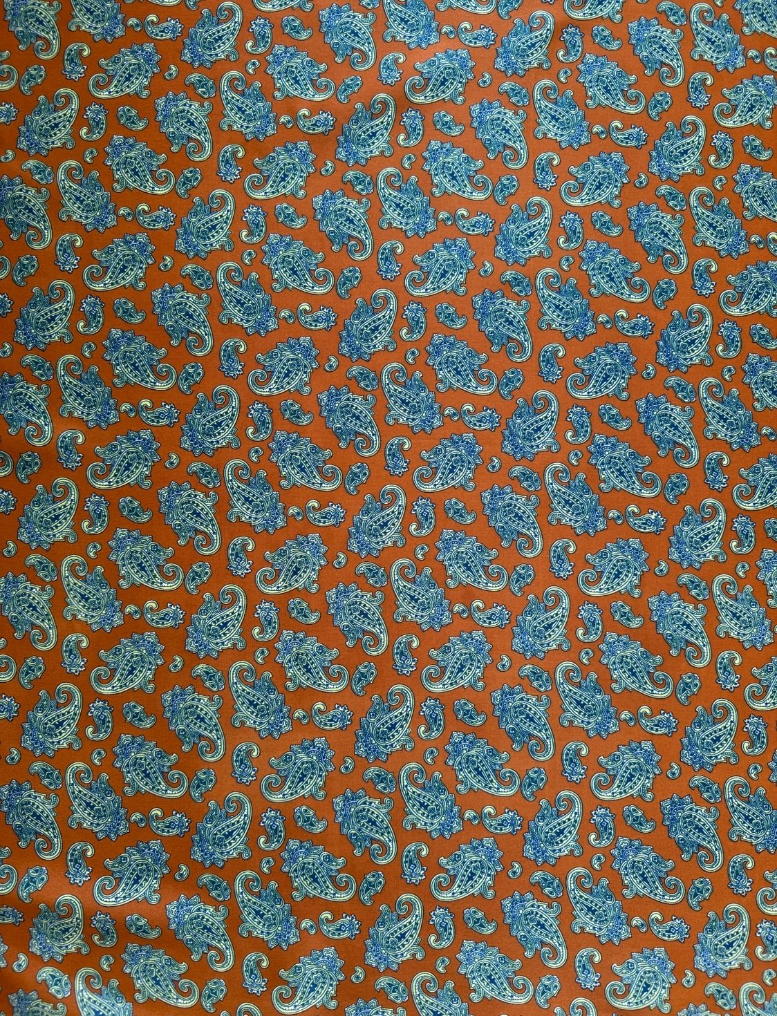 Scarf | Tan with Blue Green Paisley