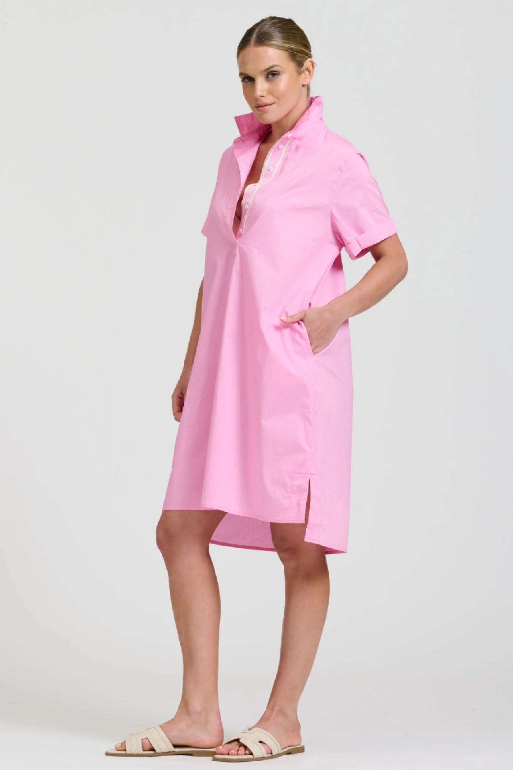 Katie Short Sleeve Popover Dress | Pink