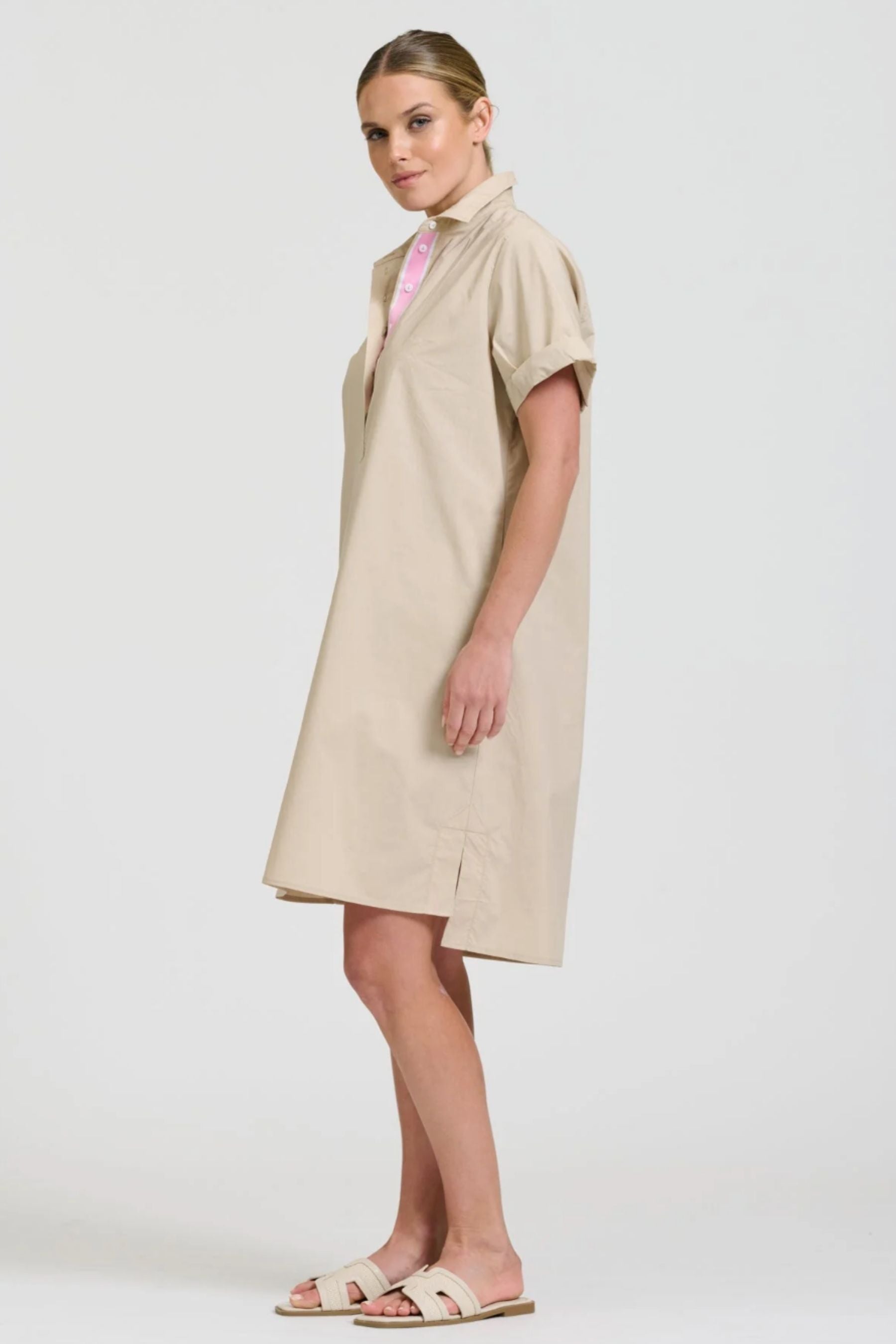 Katie Short Sleeve Popover Dress | Sand