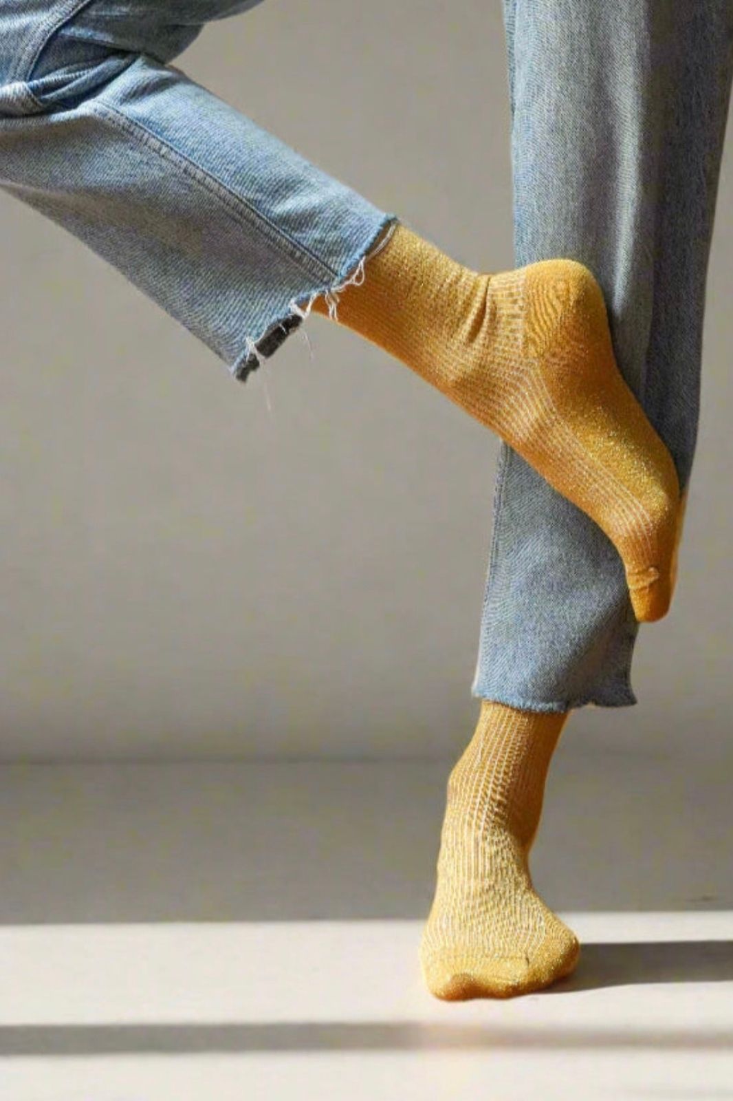 Glitter Lurex Socks | Lemon
