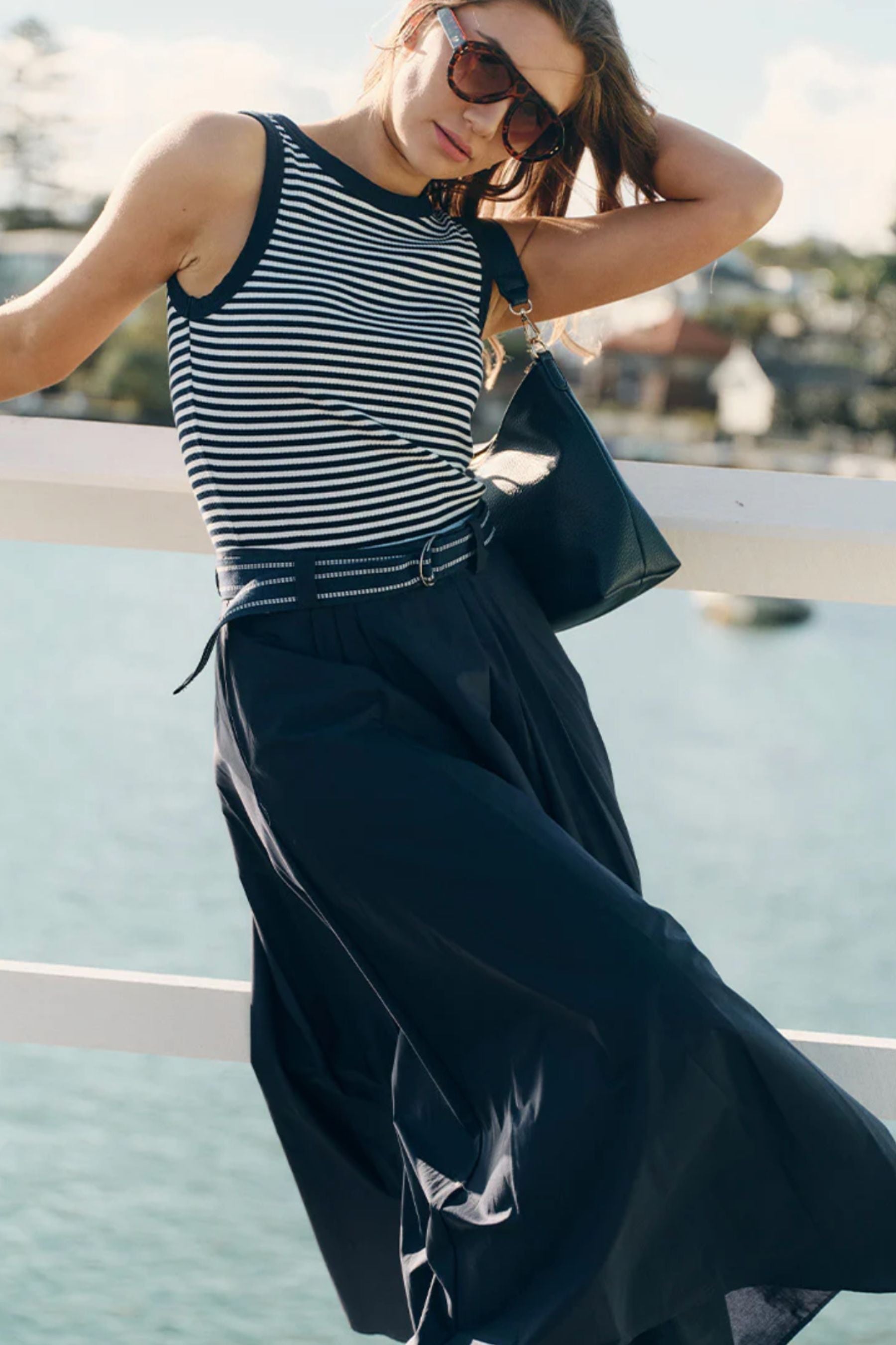 Kara Cotton Maxi Skirt | Navy