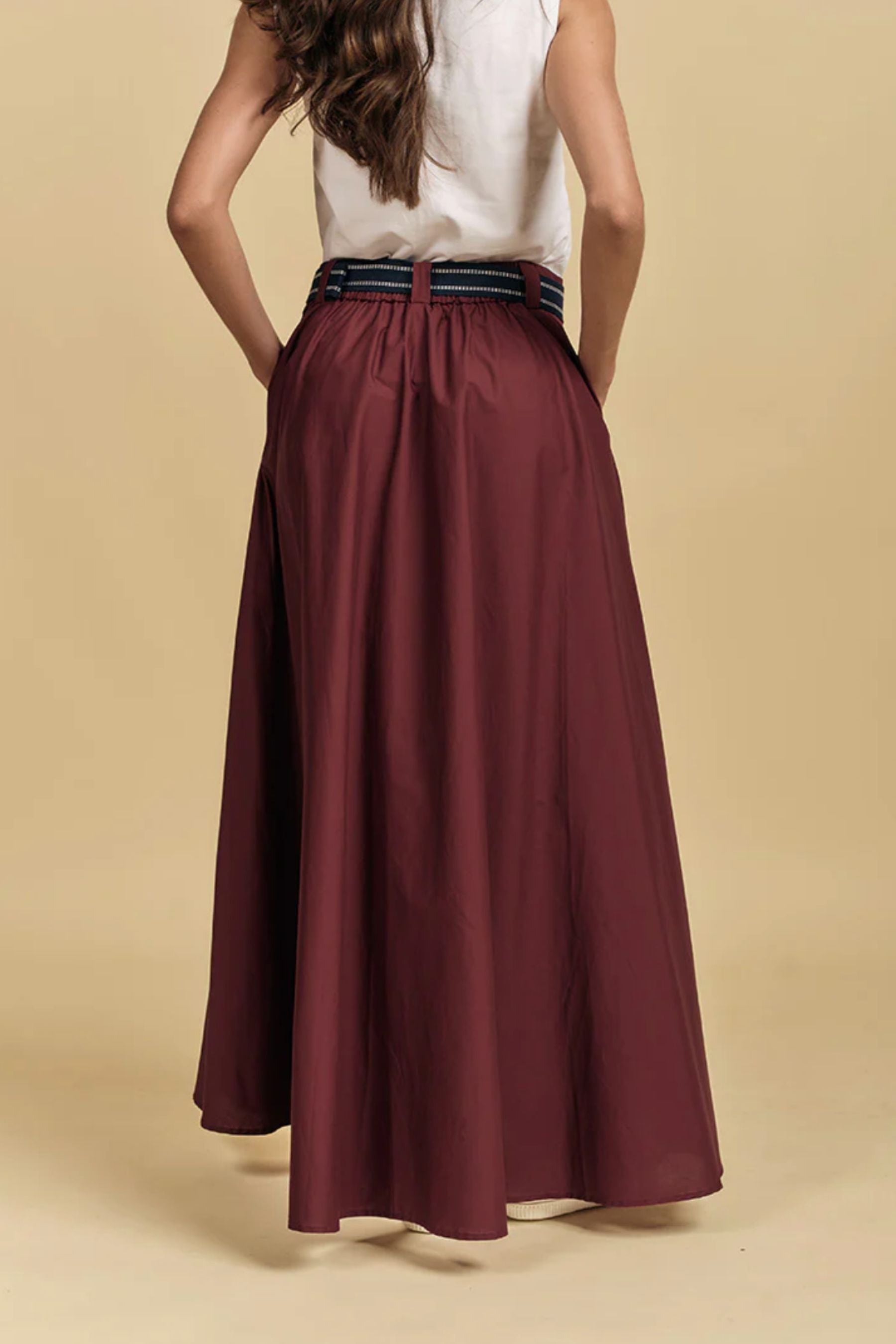 Kara Cotton Maxi Skirt | Burgundy