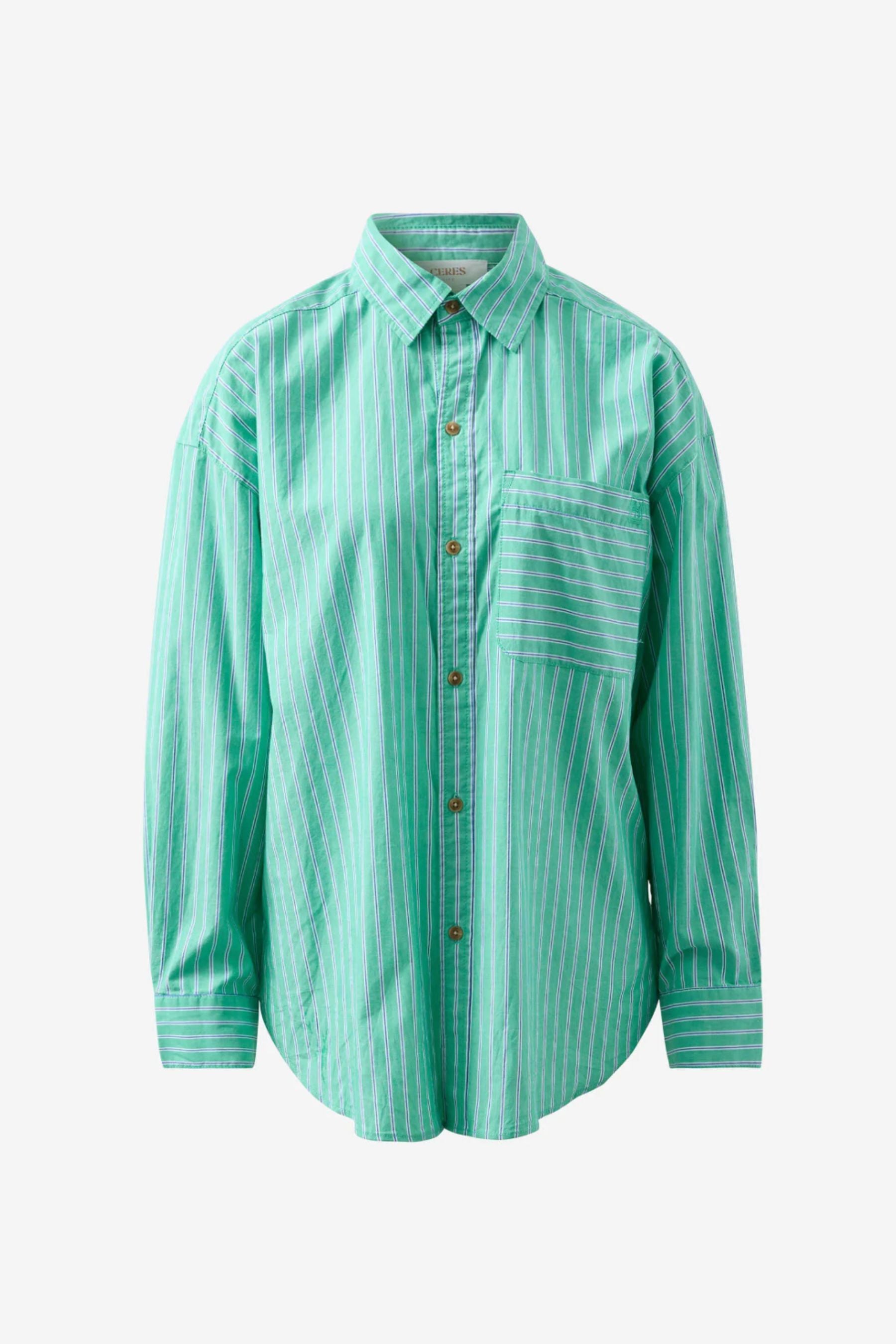 Peta Oversized Shirt | Zesty Green Triple Stripe