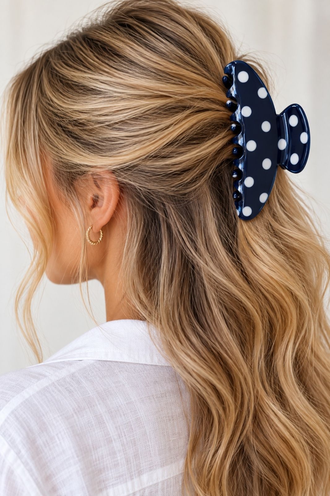 Large Claw Clip | Navy Spot