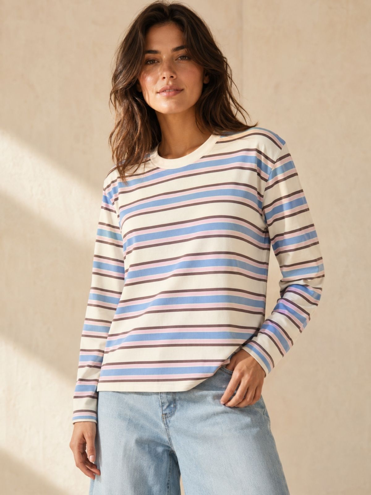 Vacation Stripe Tee | Butter, Pink, Choc &amp; Blue