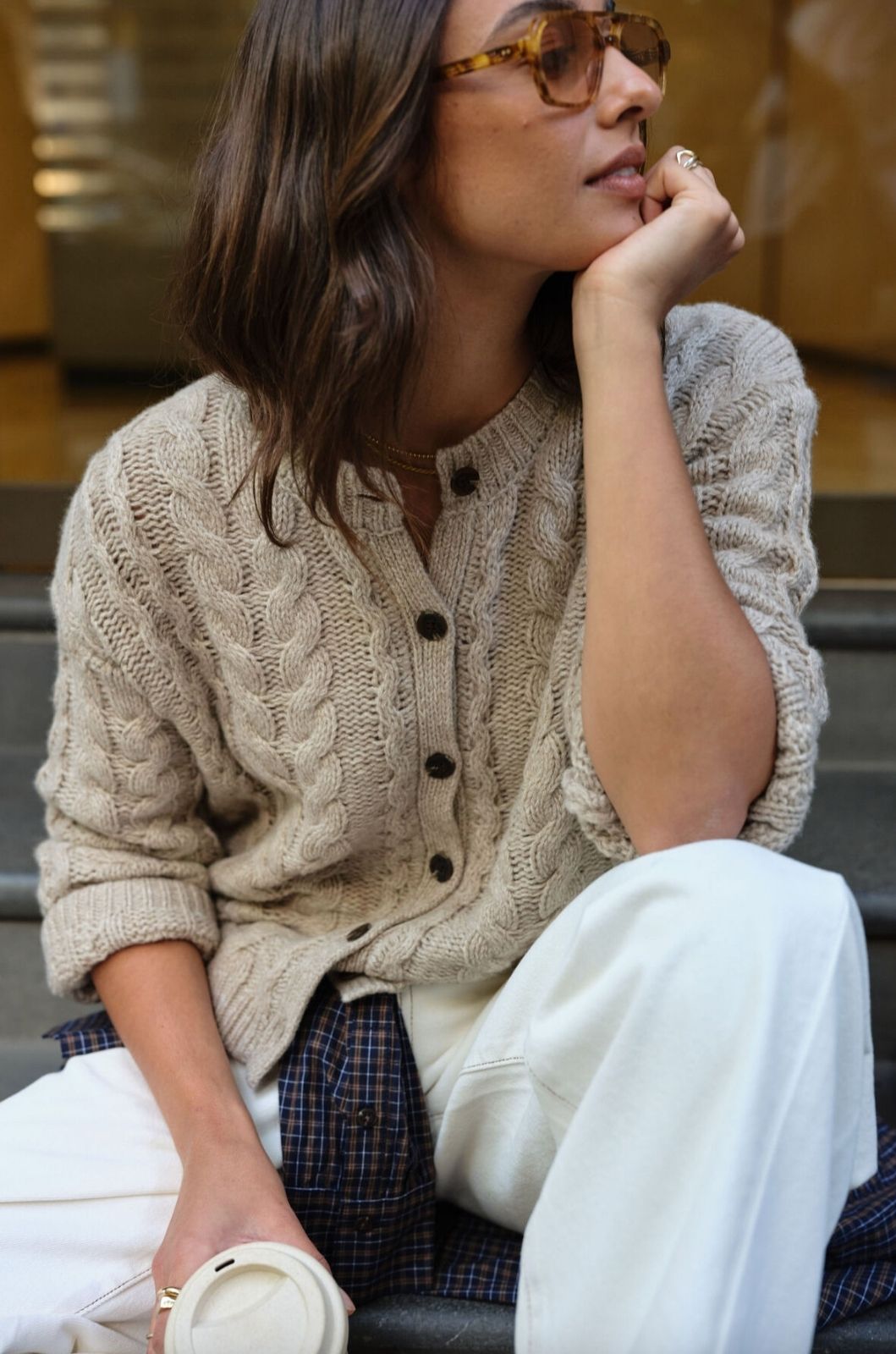 Heidi Cable Knit Cardi | Oat