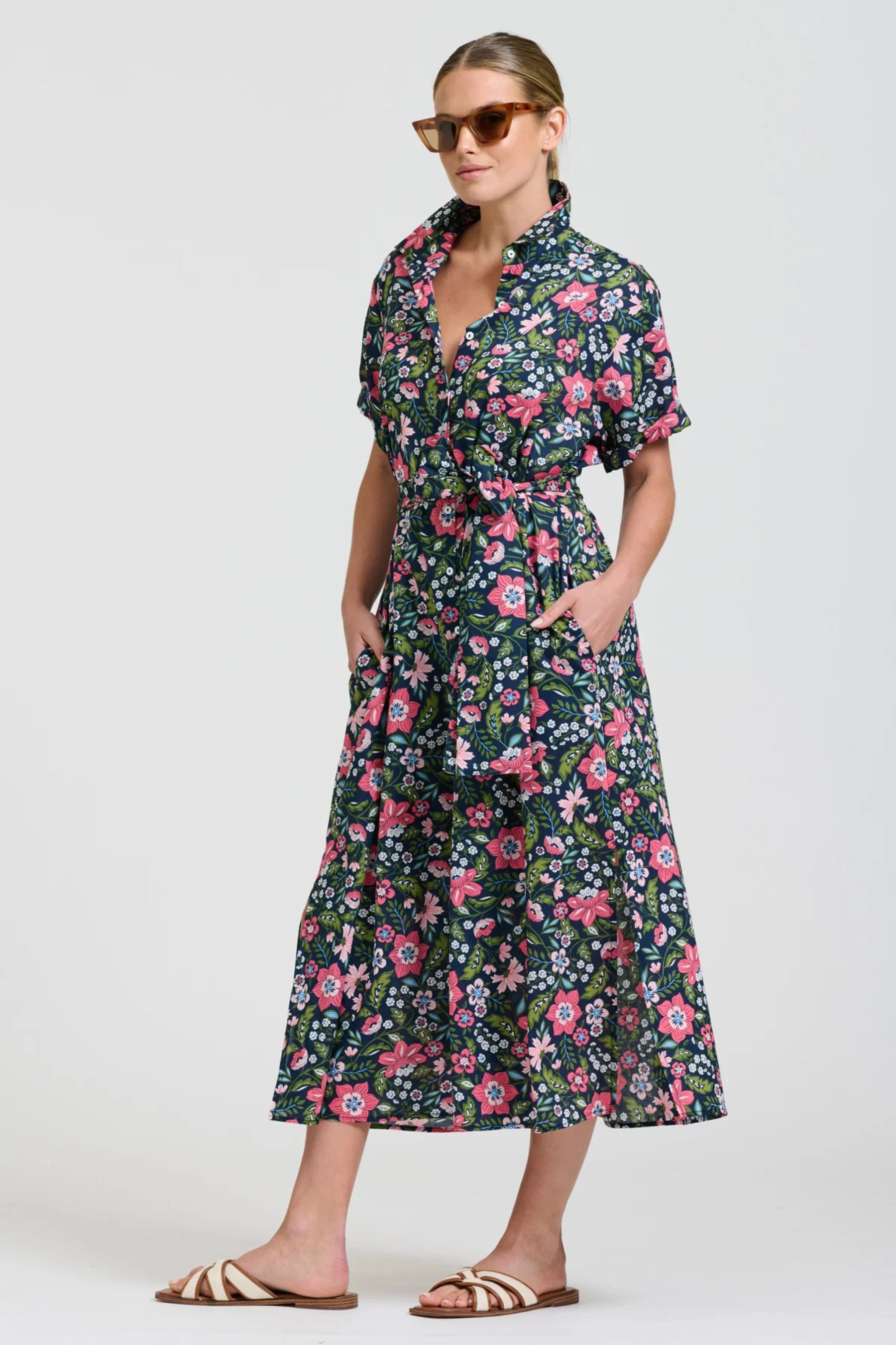 The Lucy Dress | Passion Flower French Navy