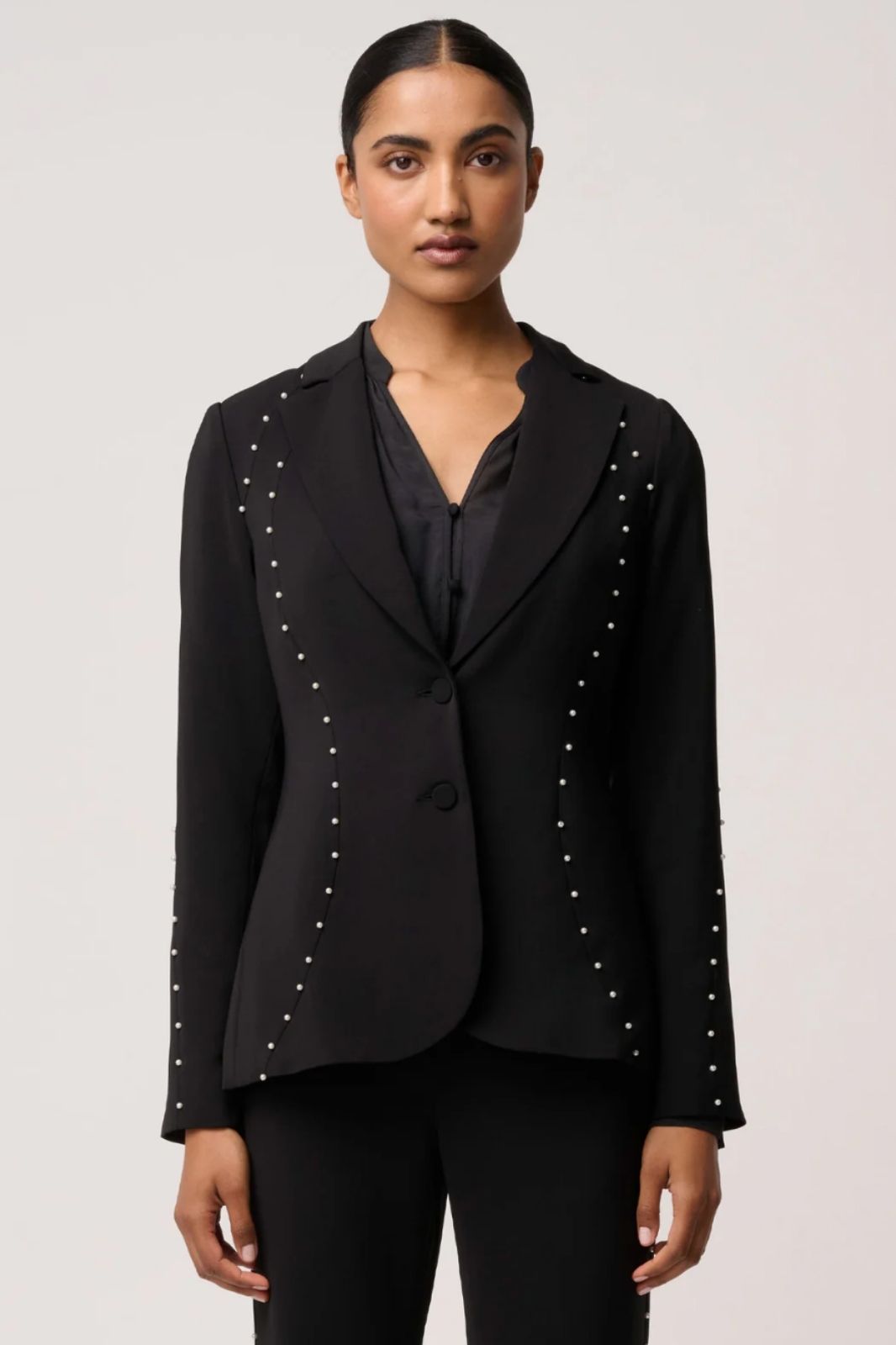 Marcela Pearl Embellished Blazer | Black
