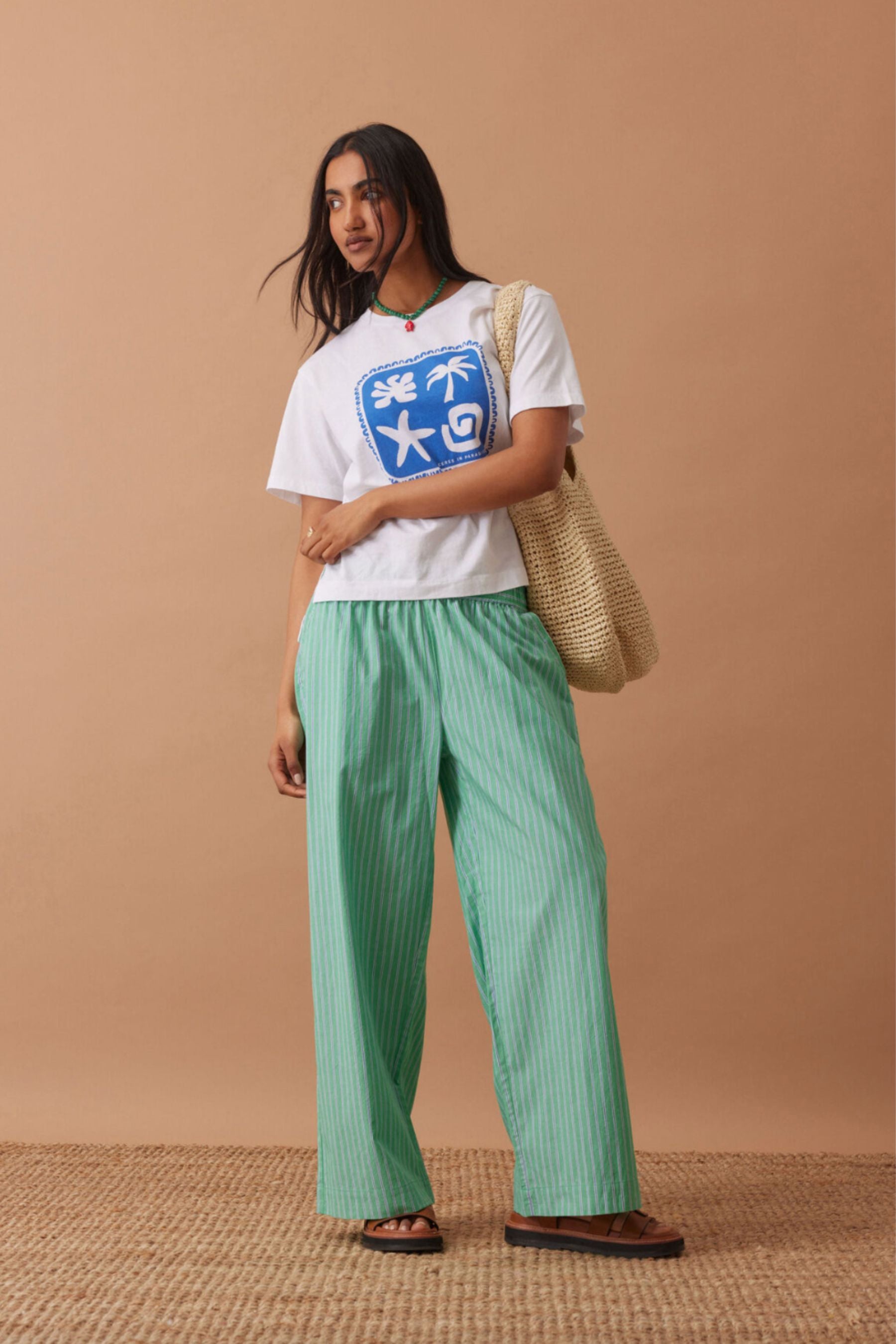 Stevie Slouchy Tee | White Ceres Paradise Print