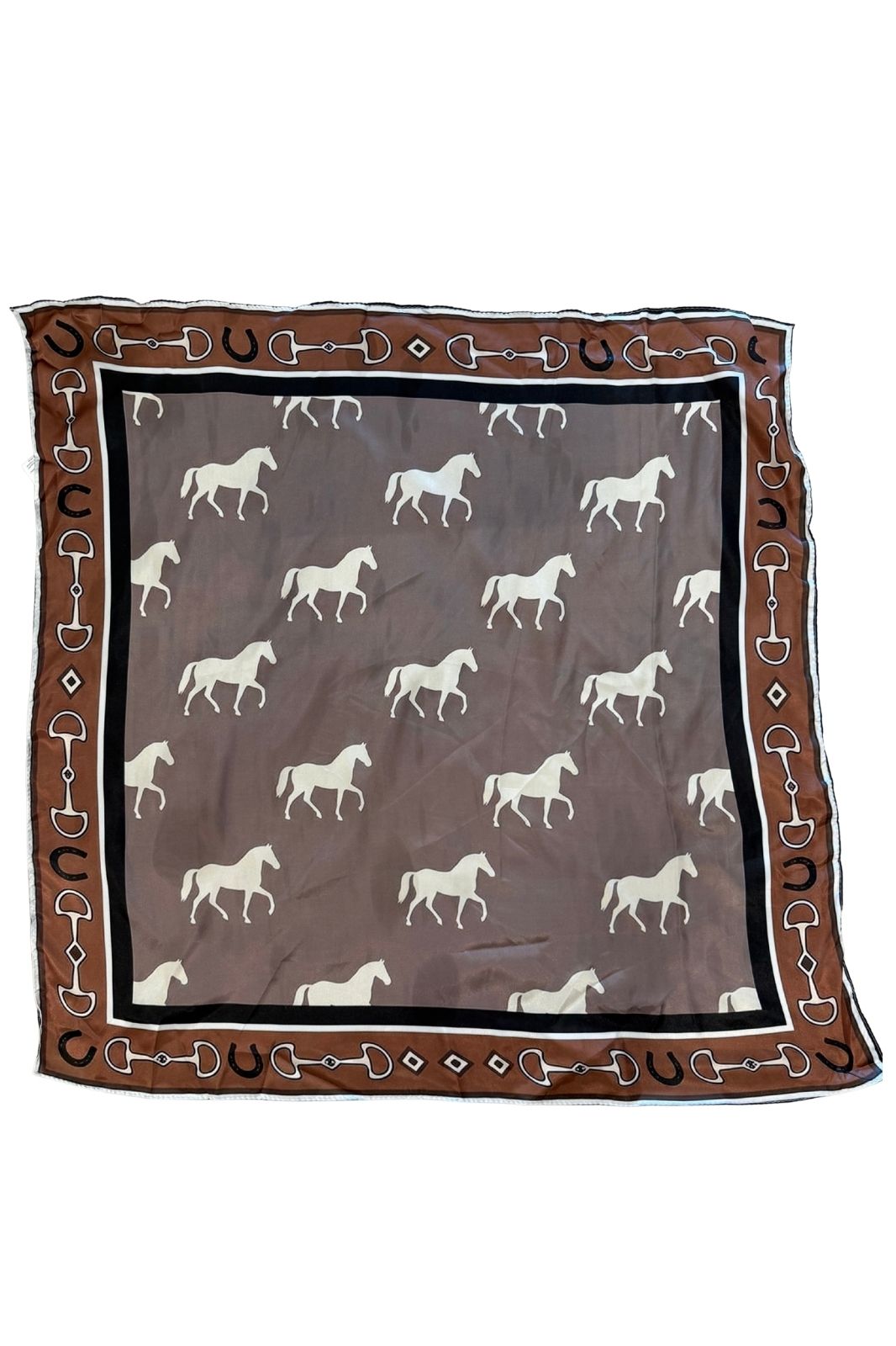 Scarf | Taupe &amp; Choc Horse Print
