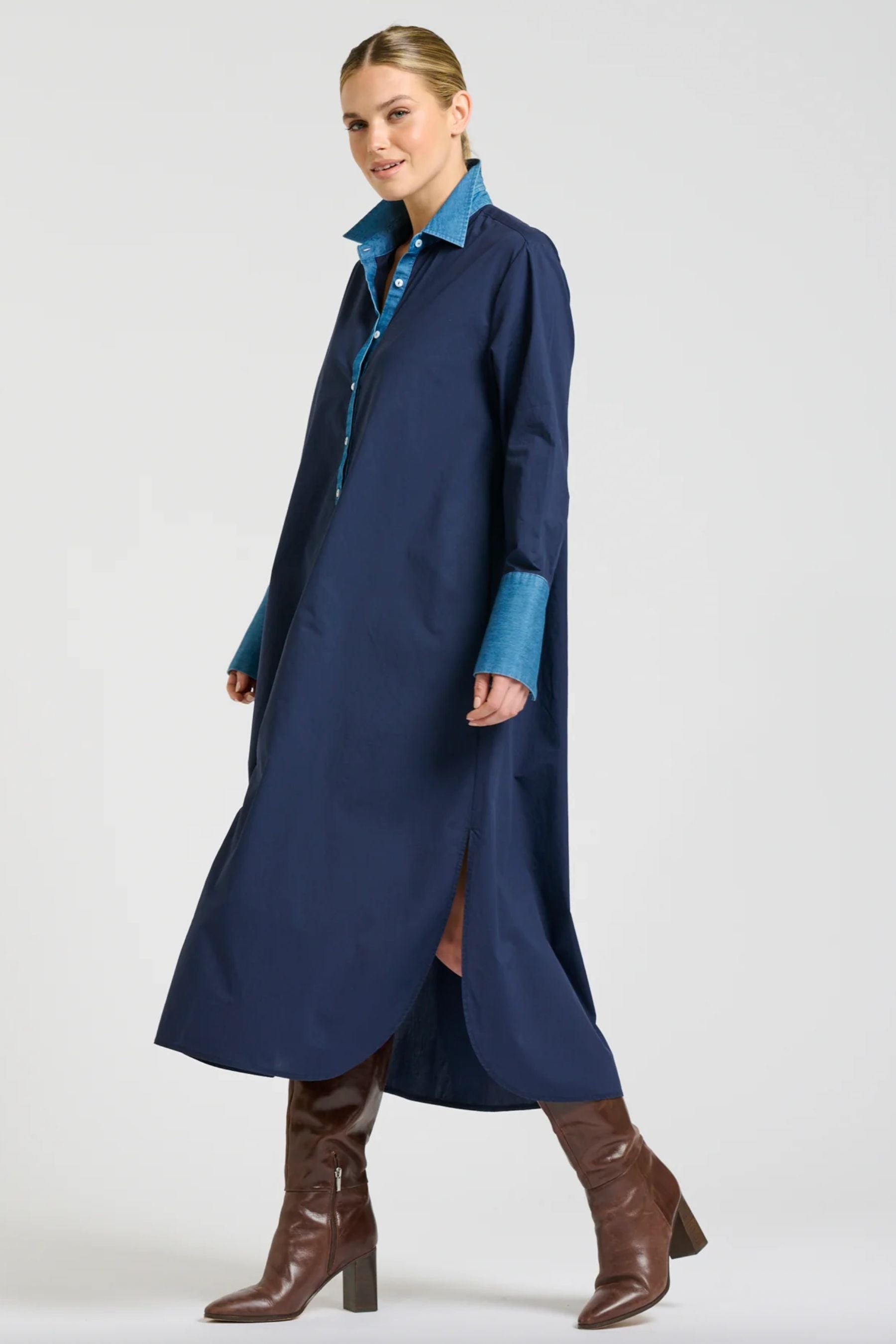 The Pia Shirtdress | French Navy/Denim