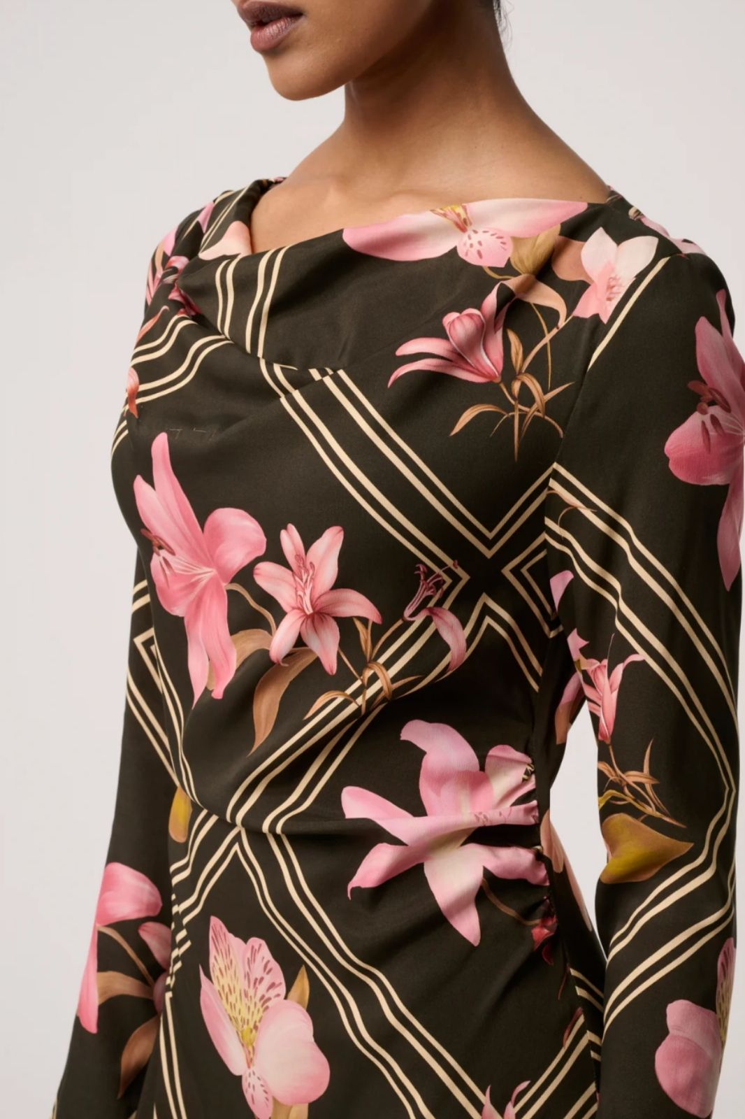 Jayden Cupro Viscose Stretch Dress | Obsidian Bloom