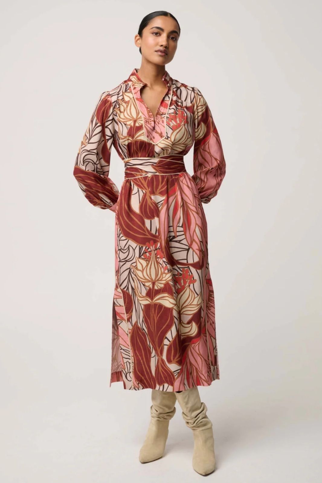 Edith Viscose Blend Printed Column Midi Dress | Cathedral Botanic