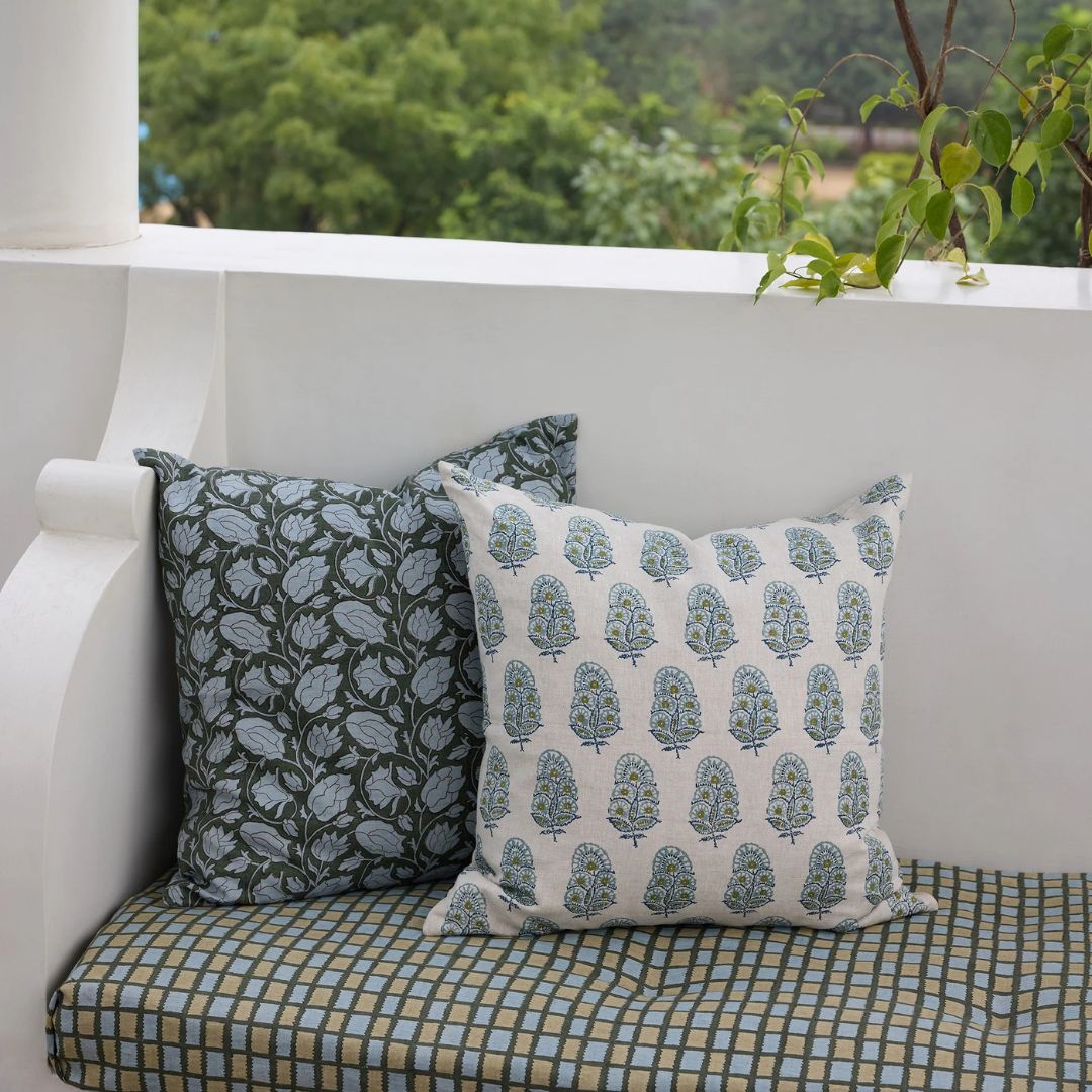 Lahore Thyme Linen Cushion | 50cm x 50cm
