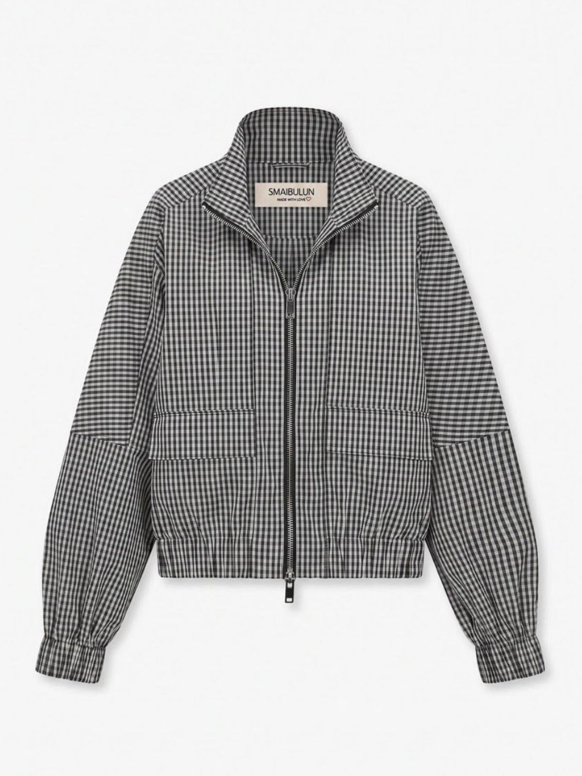 Two Way Zip Check Bomber | Black &amp; White
