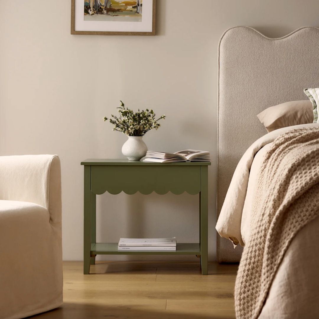 Sage Scallop Bedside Table | Sage