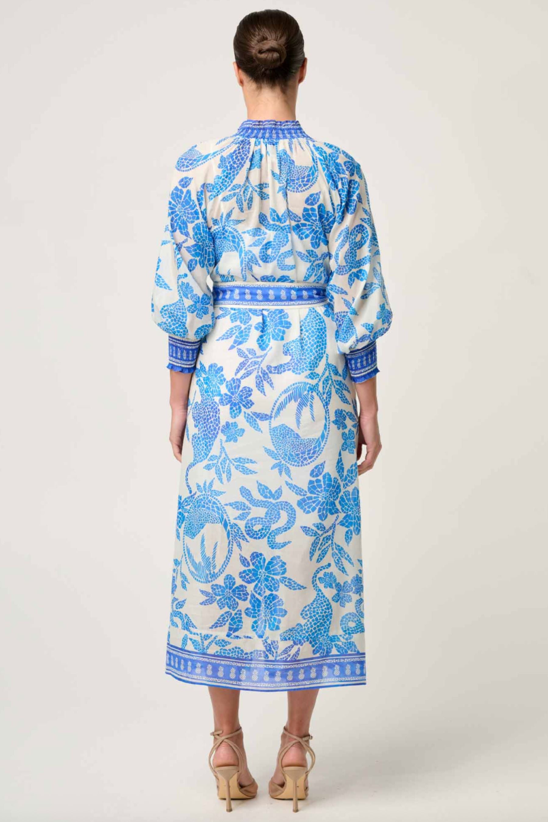 Carmen Silk Maxi Dress | Azure Mosaic