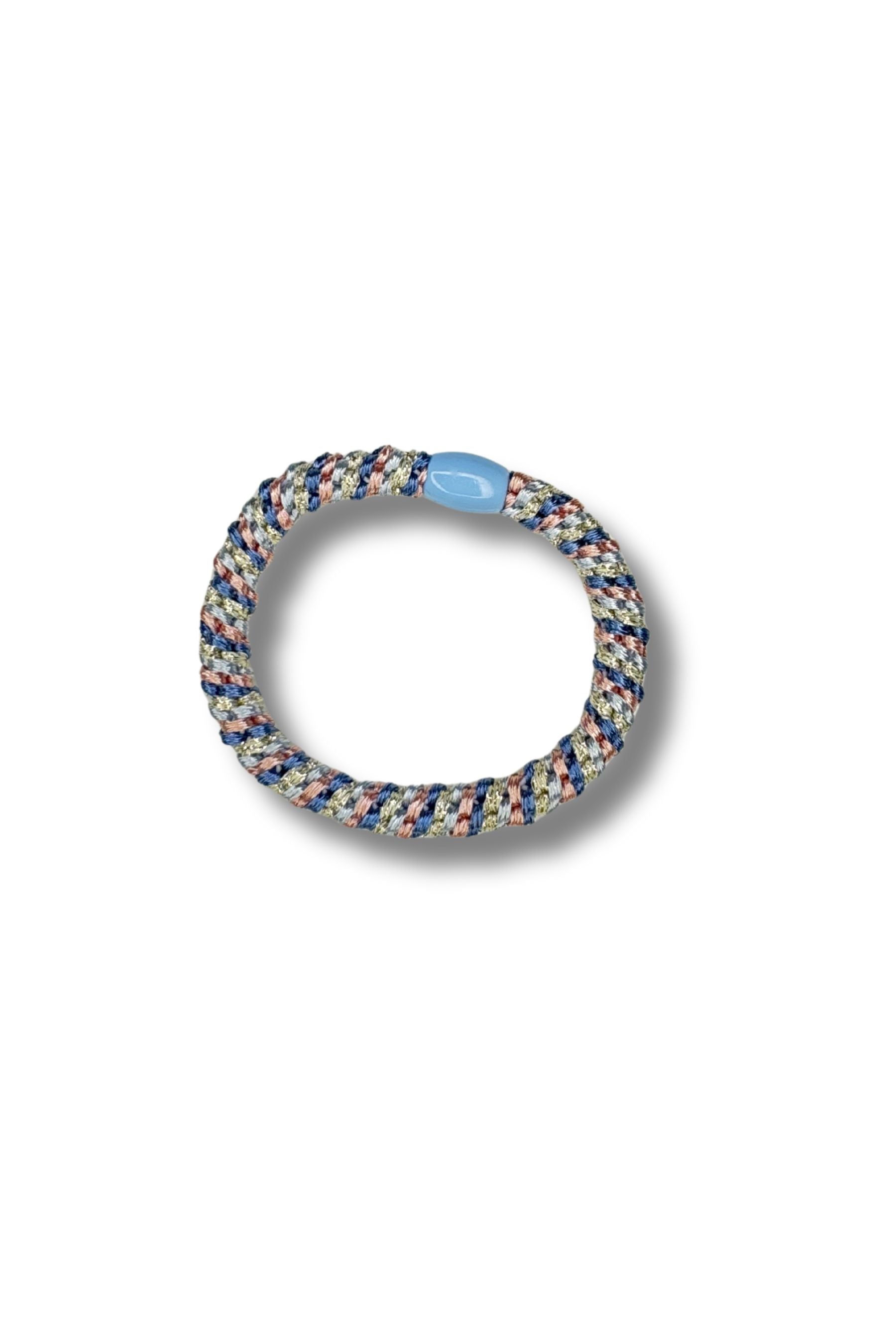 Hair Bracelet | Pale Blue, Pink, Silver Stripe
