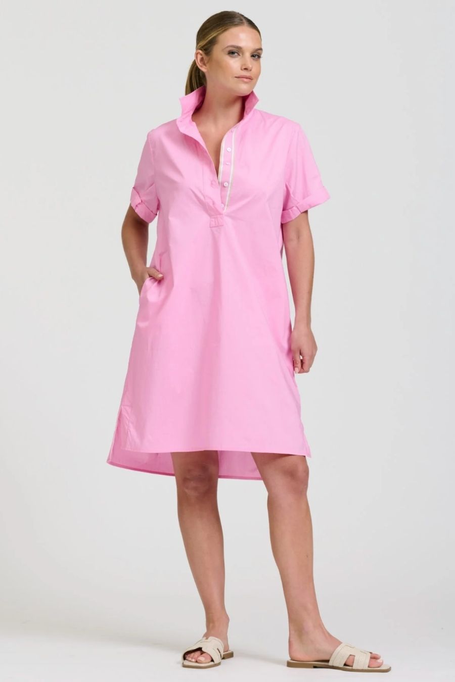 Katie Short Sleeve Popover Dress | Pink