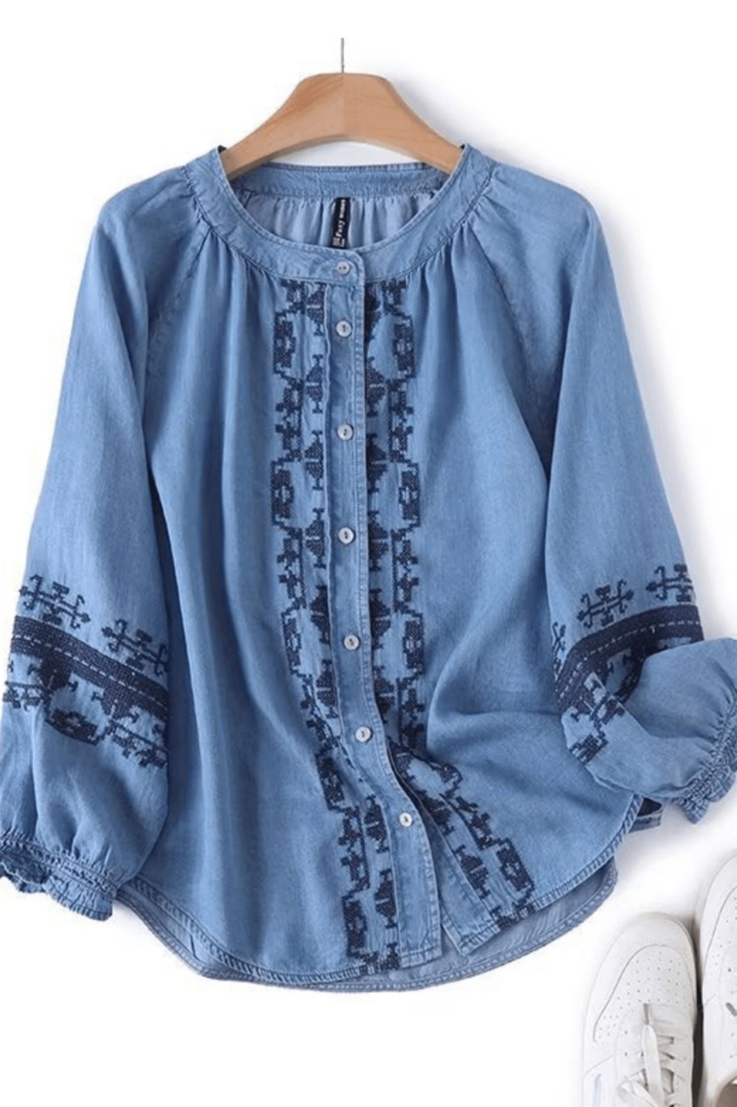 Embroidered Tencel Shirt | Chambray